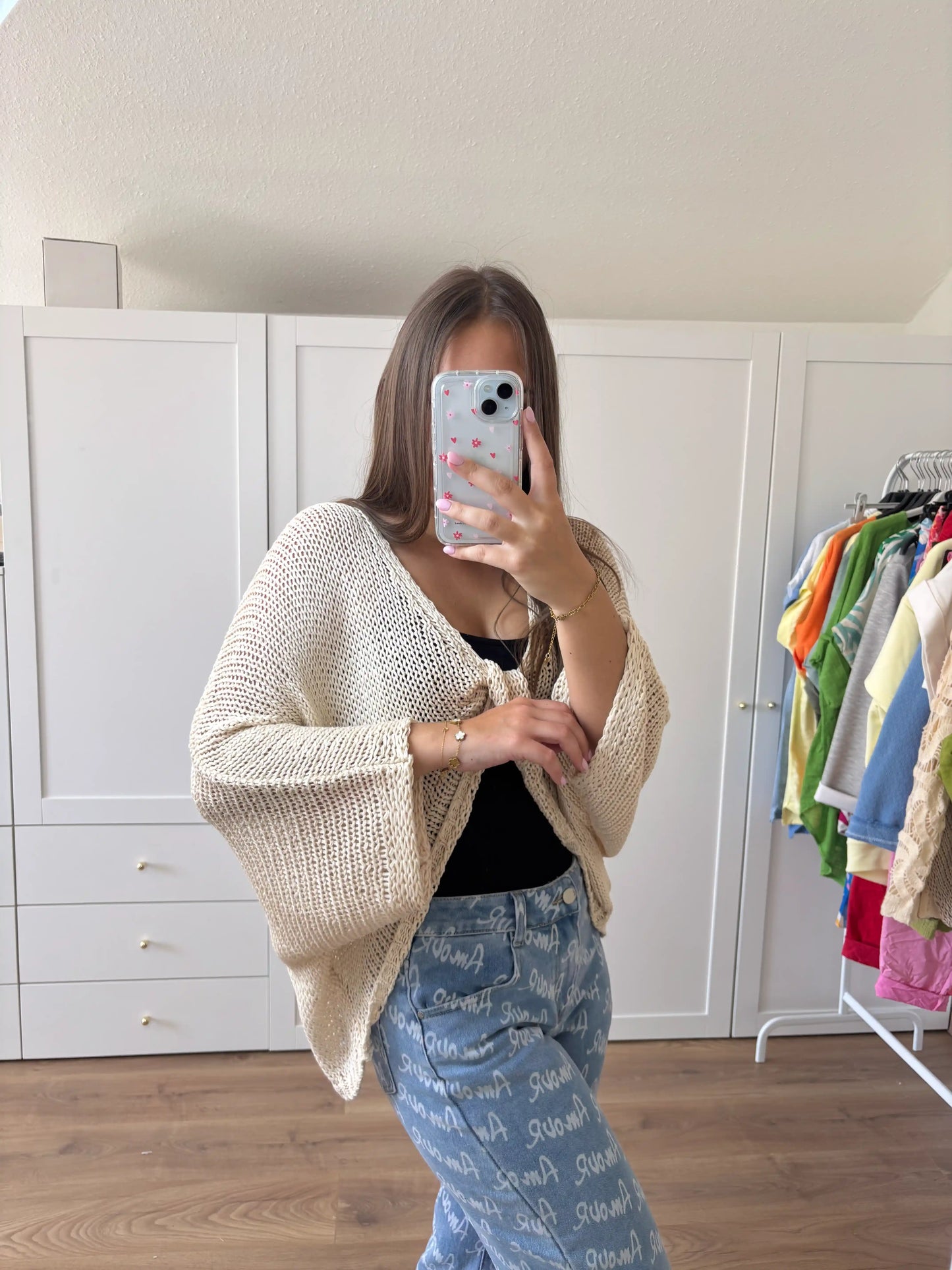 Strickponcho I Beige