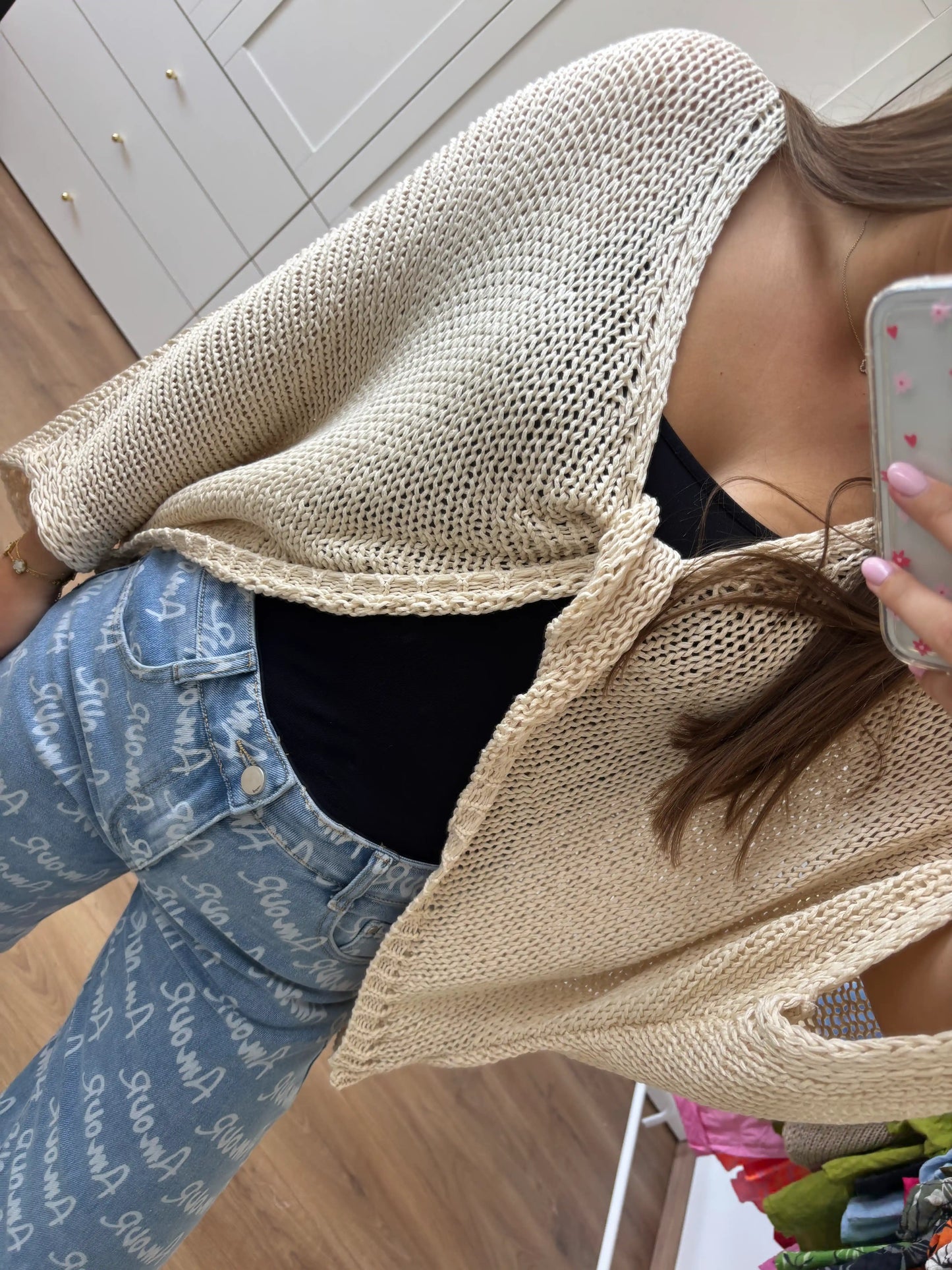 Strickponcho I Beige