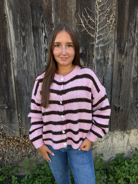 Cardigan "BrownStripe" Rosa