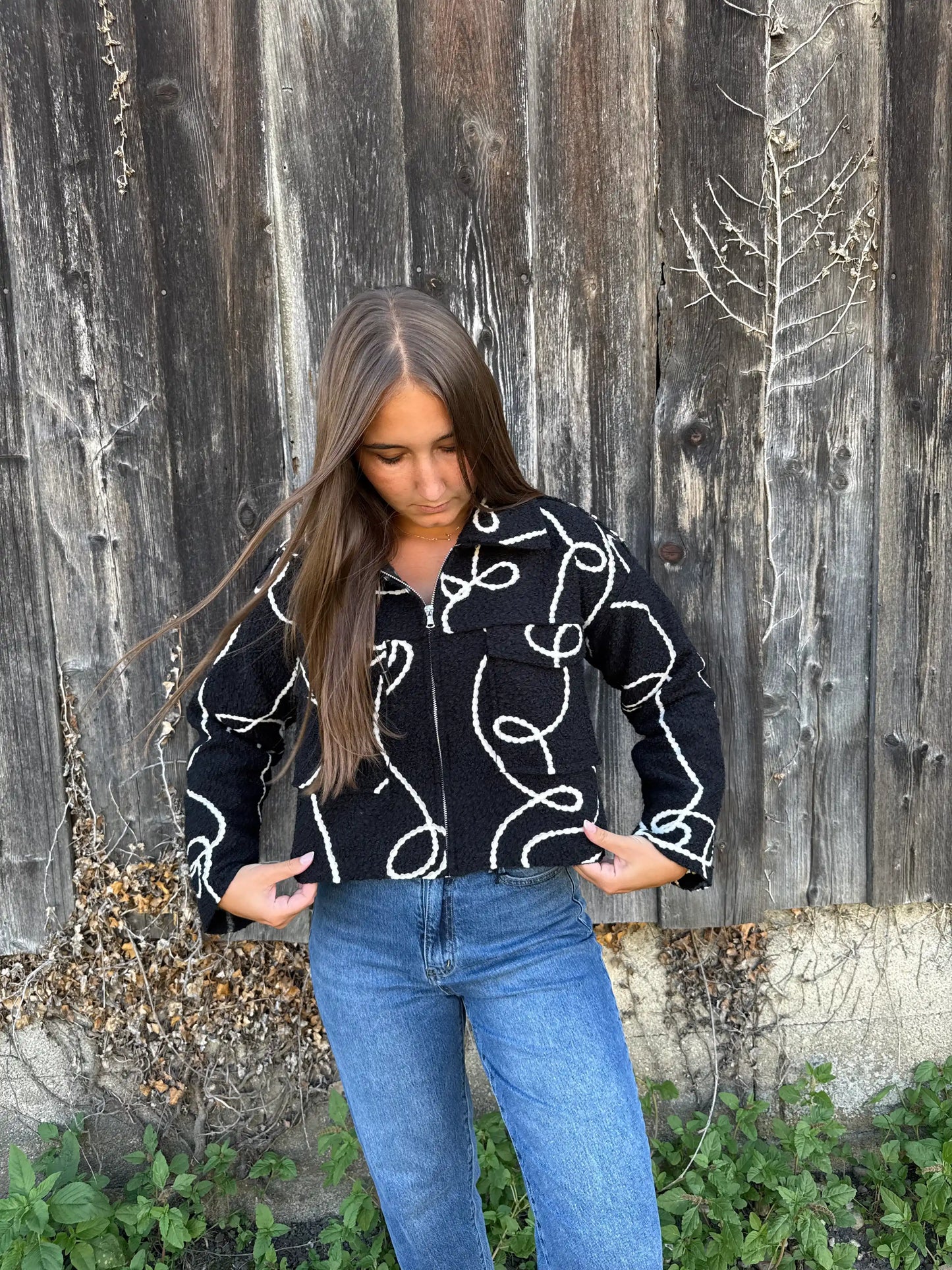 Teddyjacke "Structure" Schwarz