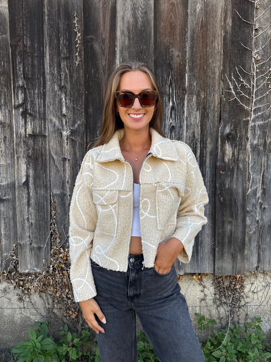Teddyjacke "Structure" Beige