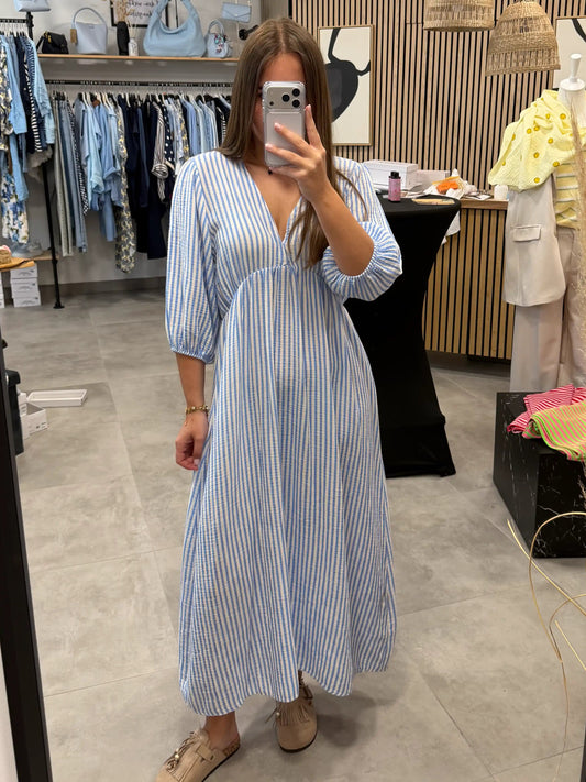 Musselinkleid "Stripe" Hellblau