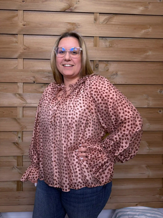 Bluse "Polka Charm" Weinrot