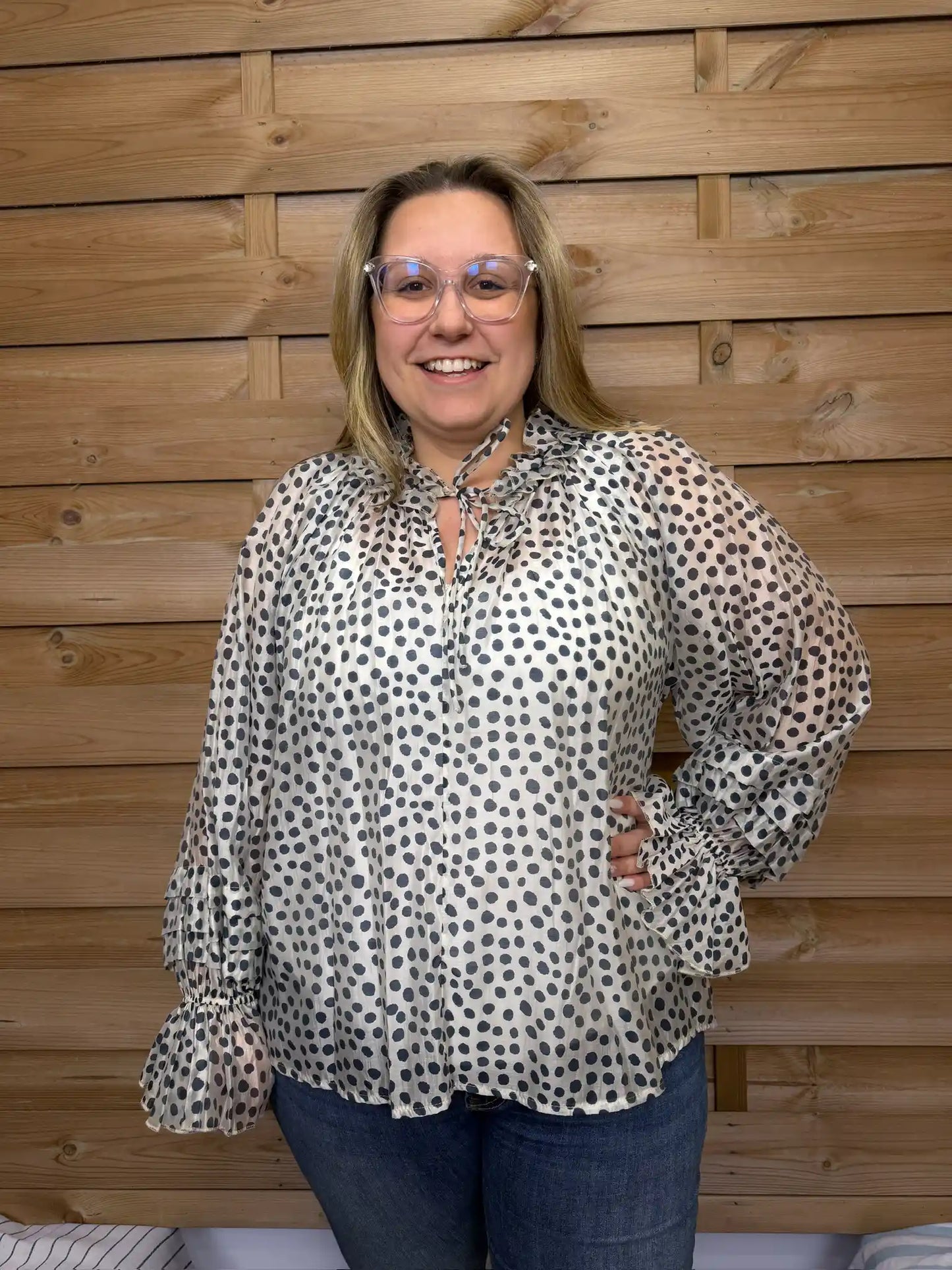 Bluse "Polka Charm" Weiß