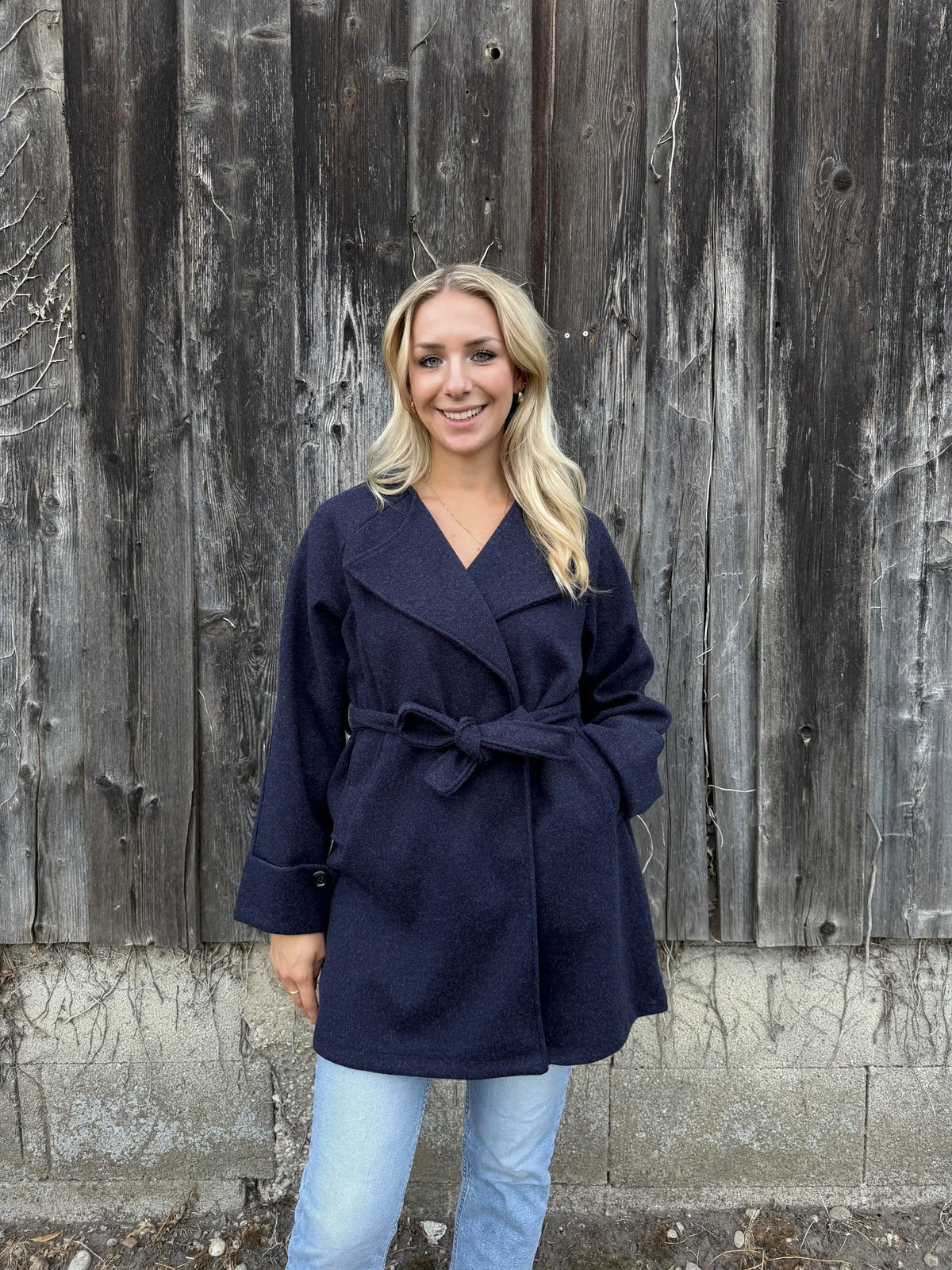 Mantel "Belted Elegance" Navy