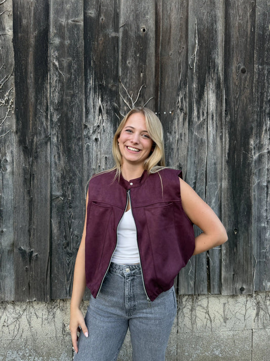 Gilet "Velvet Utility" Weinrot