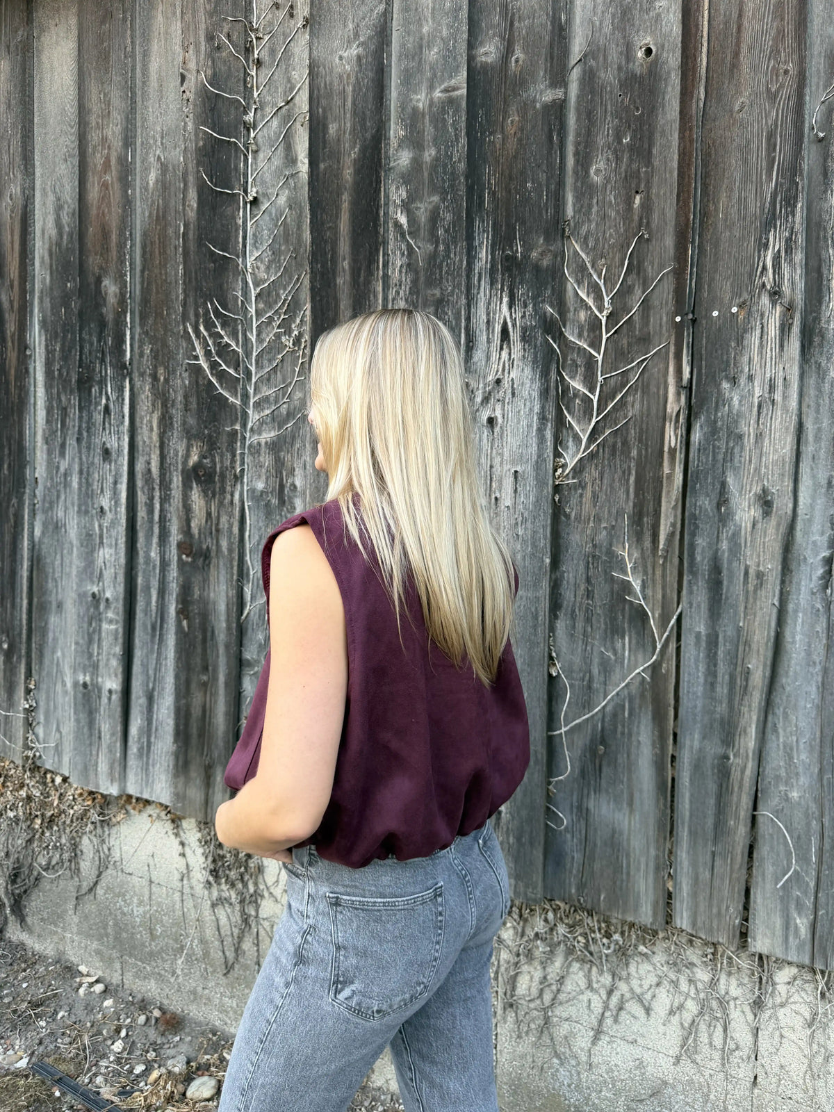 Gilet "Velvet Utility" Weinrot