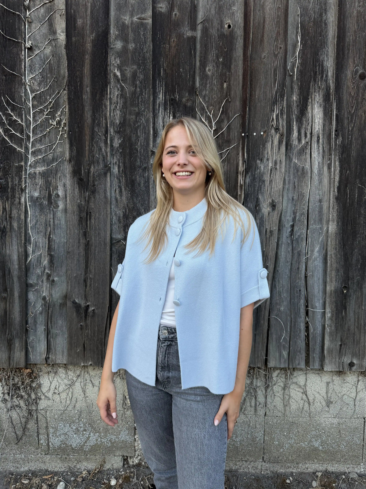 Weste "Button Cape" Eisblau