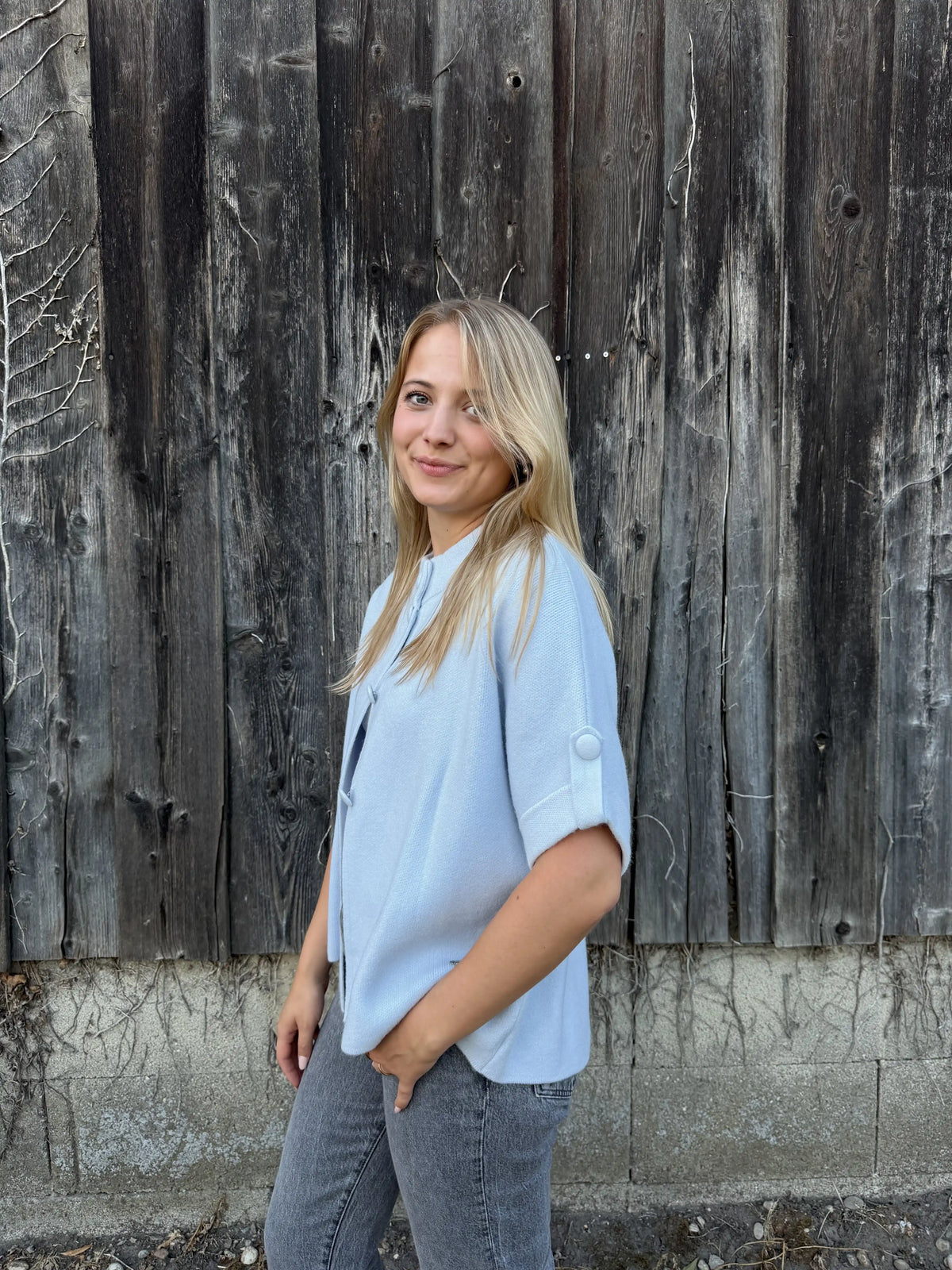 Weste "Button Cape" Eisblau