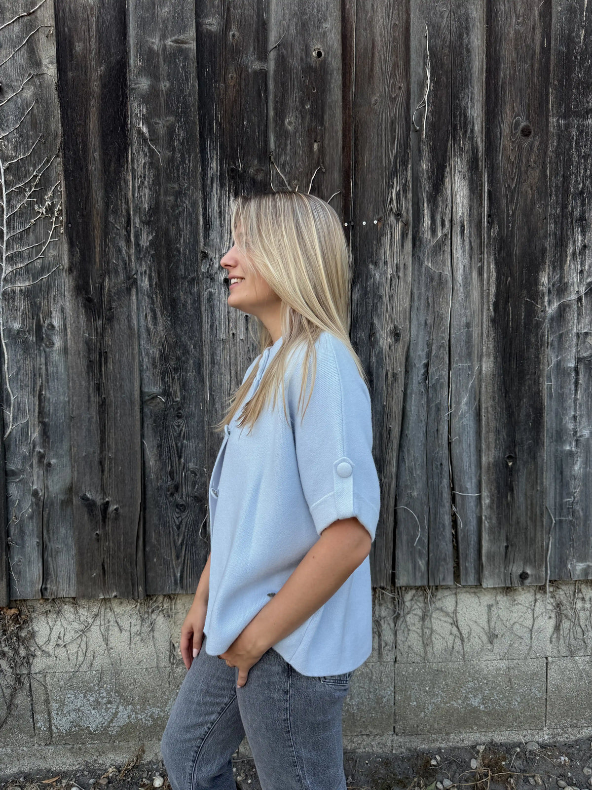 Weste "Button Cape" Eisblau