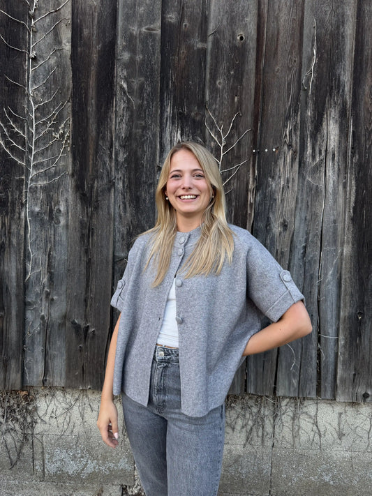 Weste "Button Cape" Grau