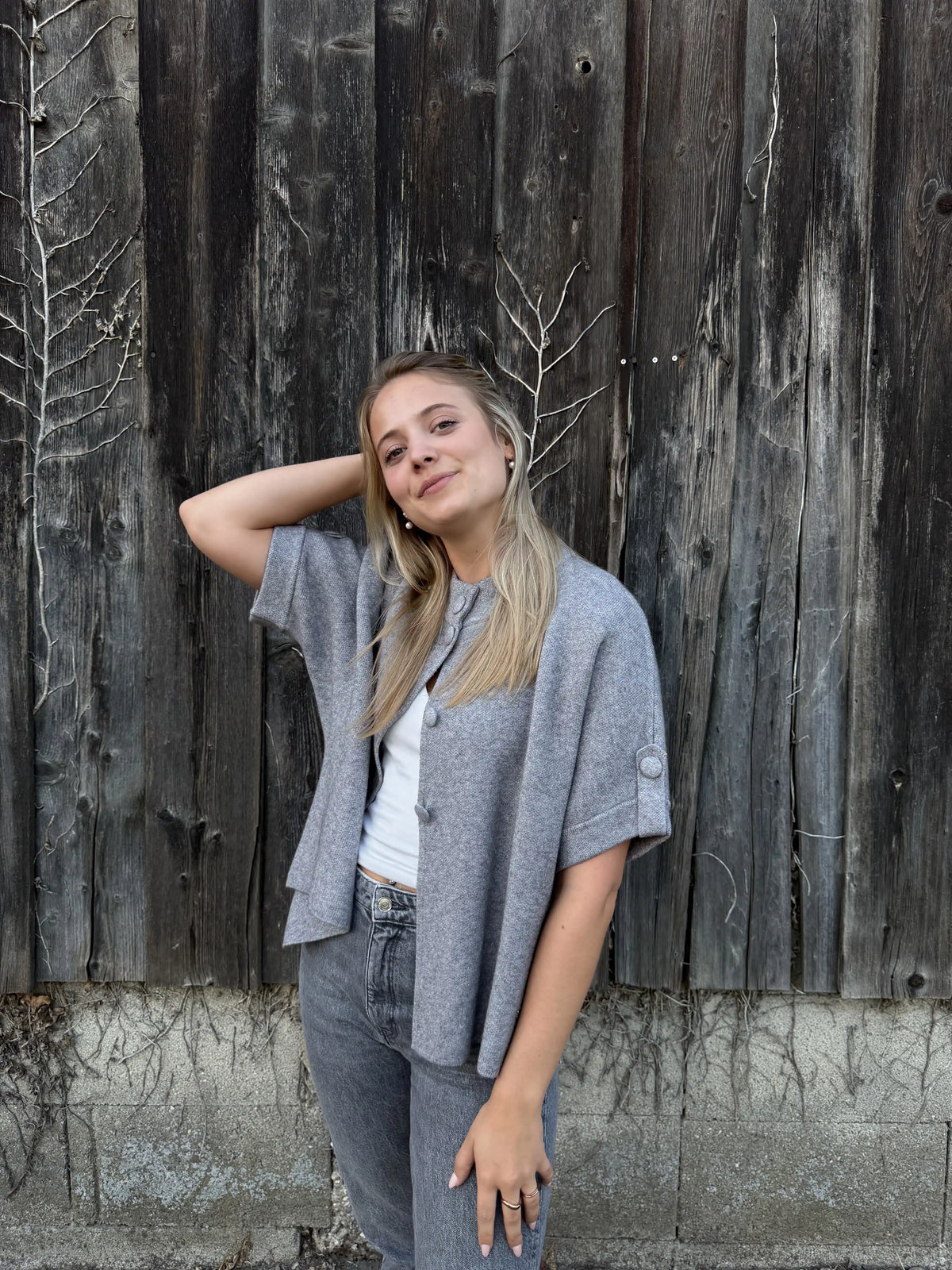 Weste "Button Cape" Grau