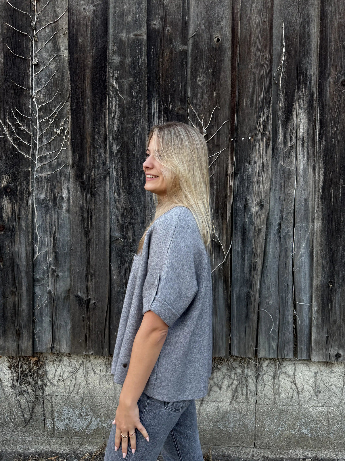 Weste "Button Cape" Grau