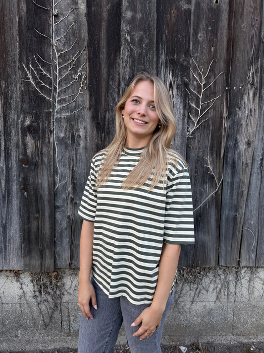 Streifenshirt "Autumn" Olivegrün