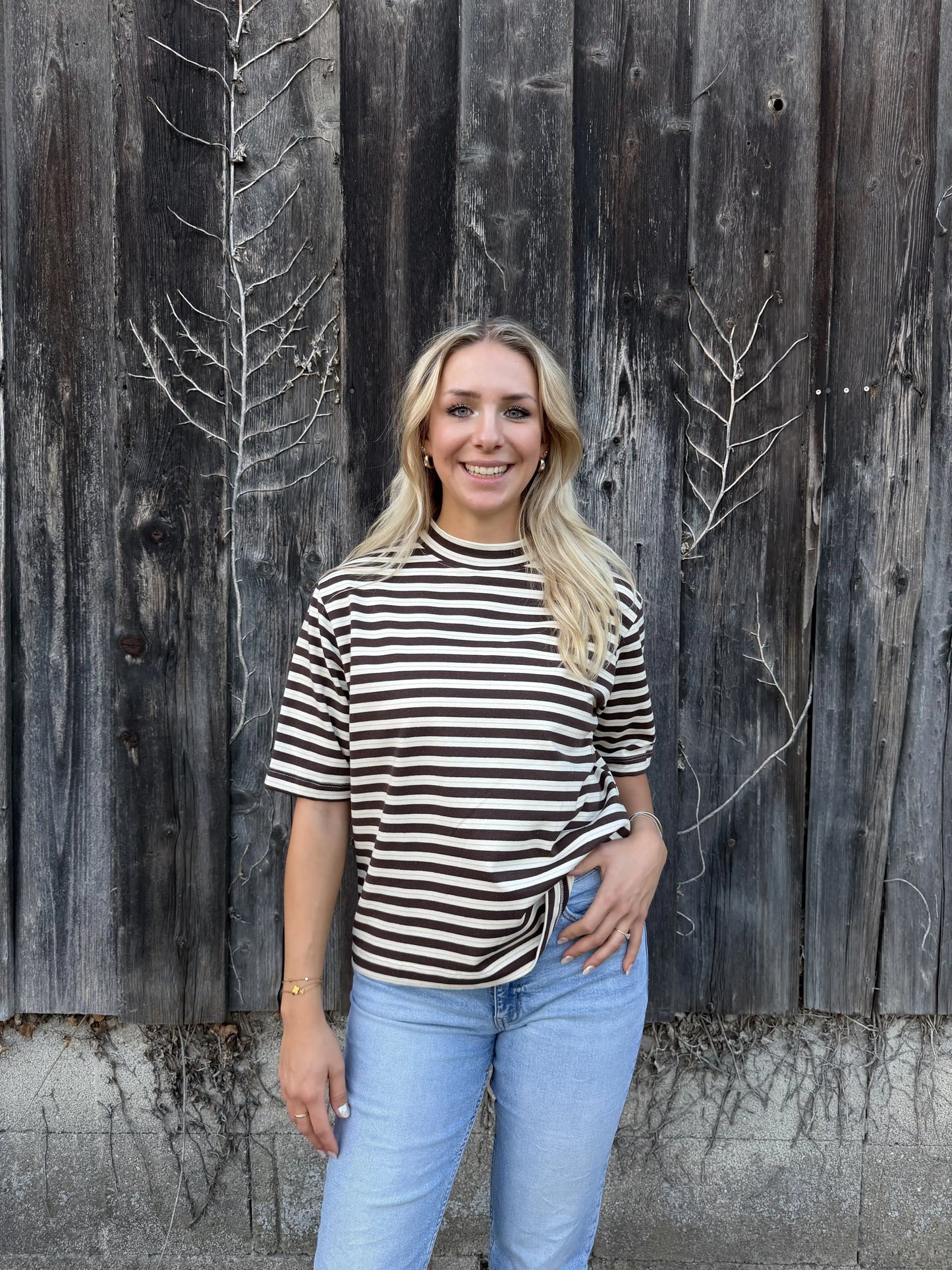 Streifenshirt "Autumn" Schokobraun