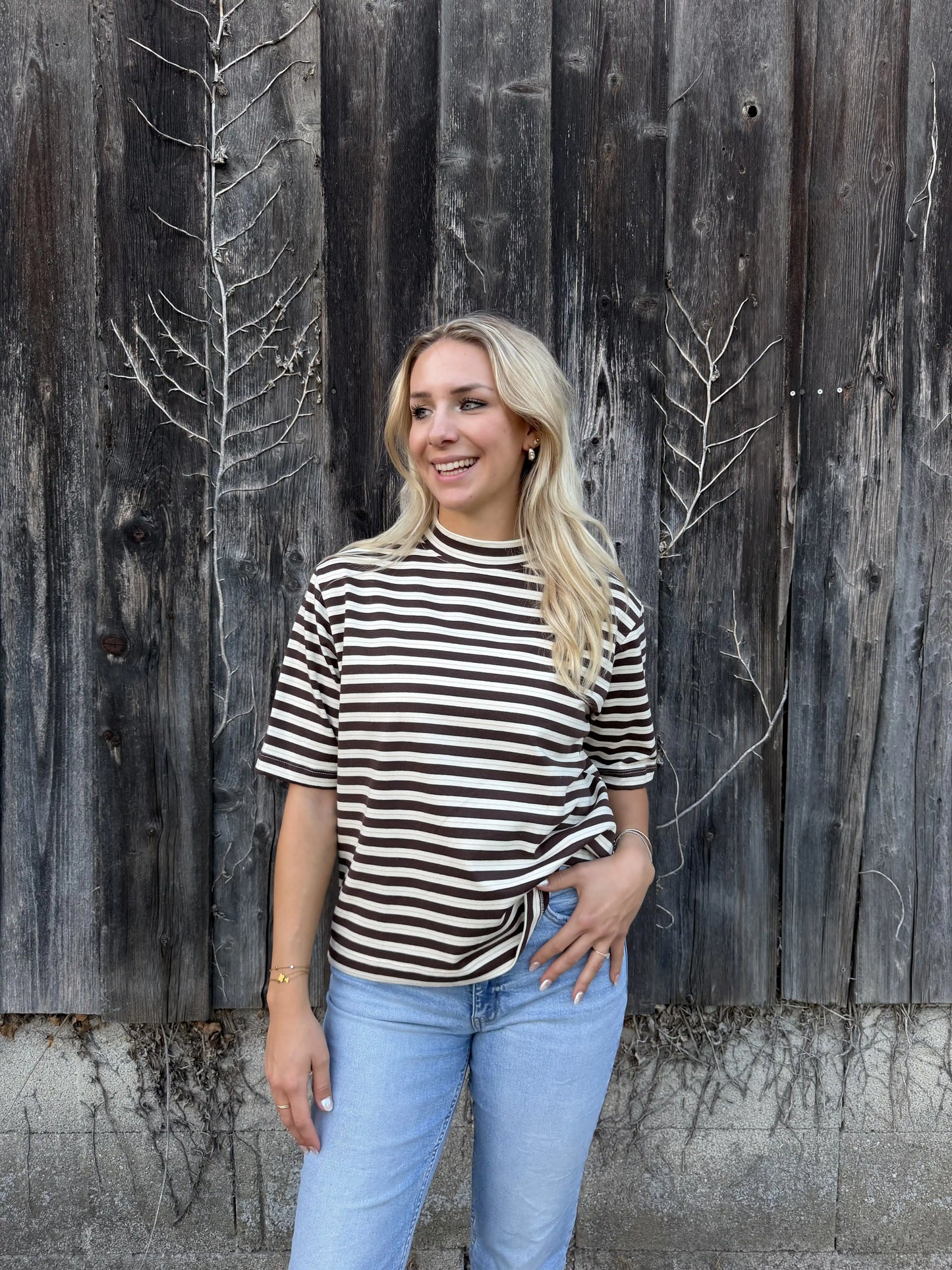 Streifenshirt "Autumn" Schokobraun