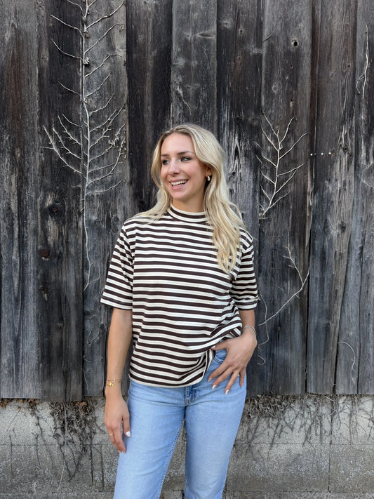 Streifenshirt "Autumn" Schokobraun