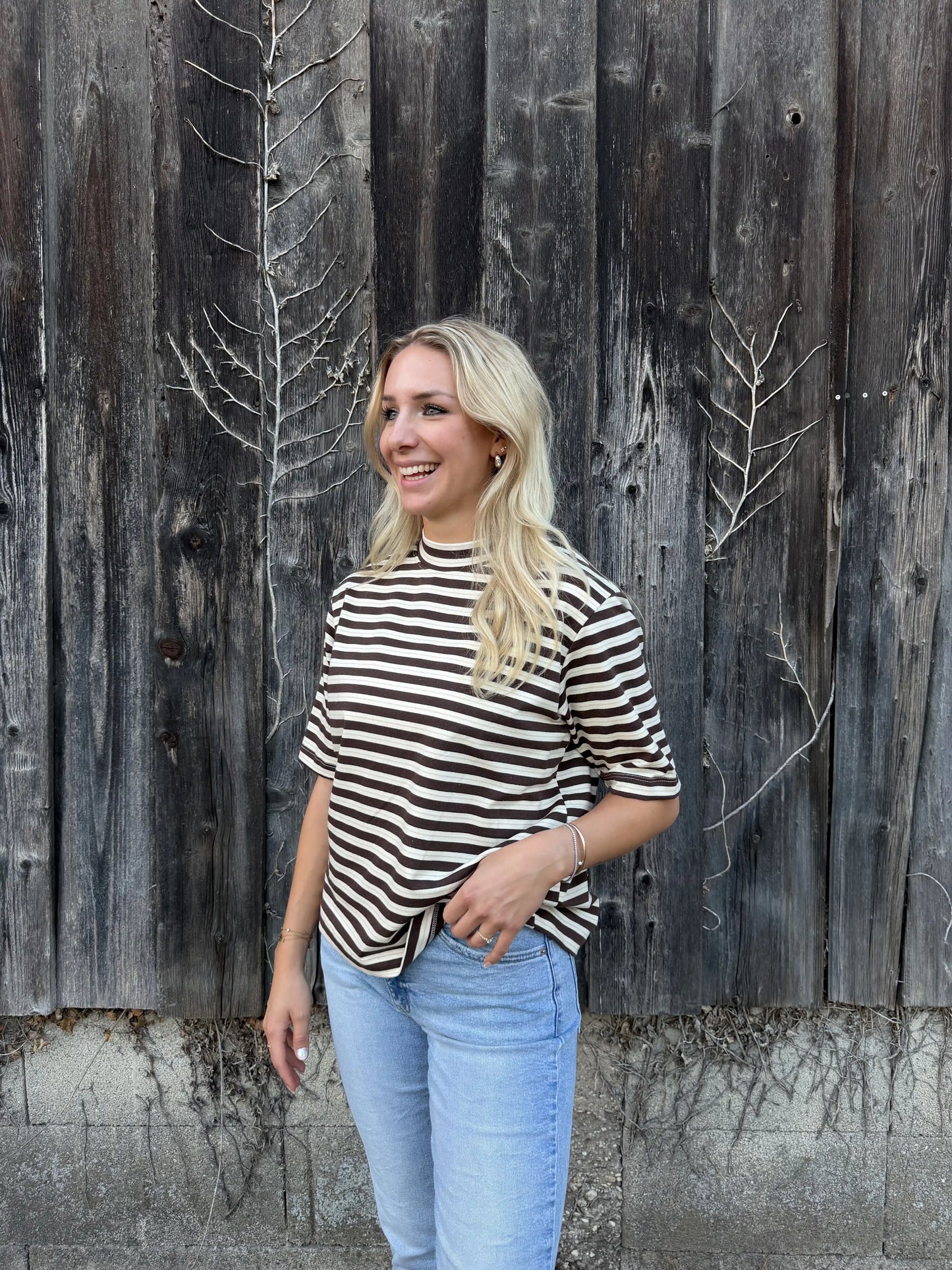 Streifenshirt "Autumn" Schokobraun