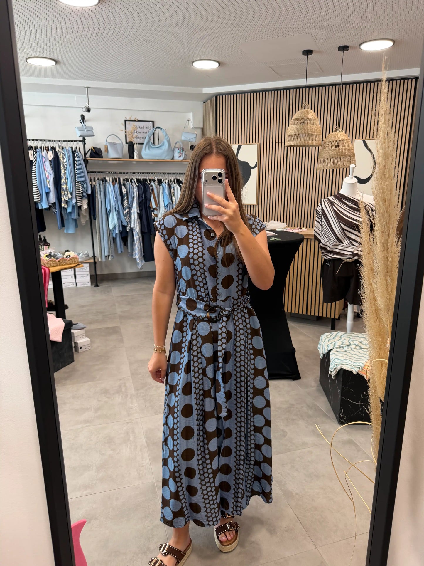 Maxikleid „Punkte“ Blau