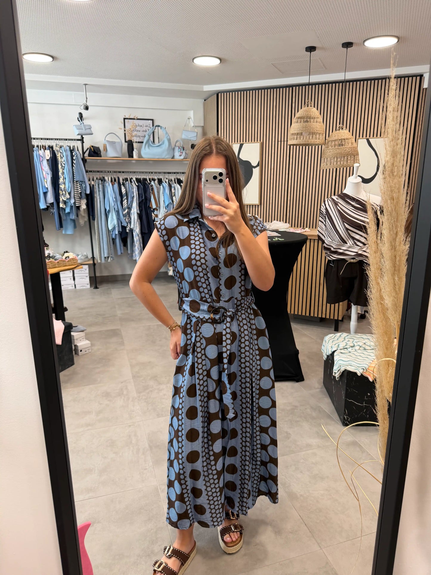 Maxikleid „Punkte“ Blau
