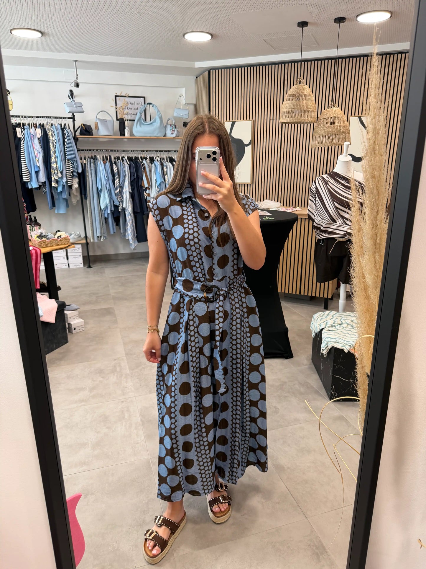 Maxikleid „Punkte“ Blau