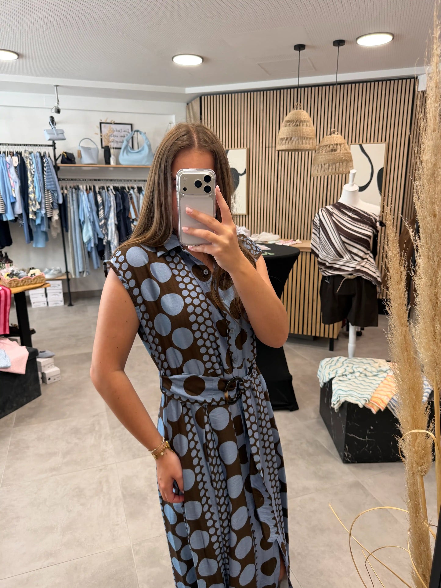 Maxikleid „Punkte“ Blau