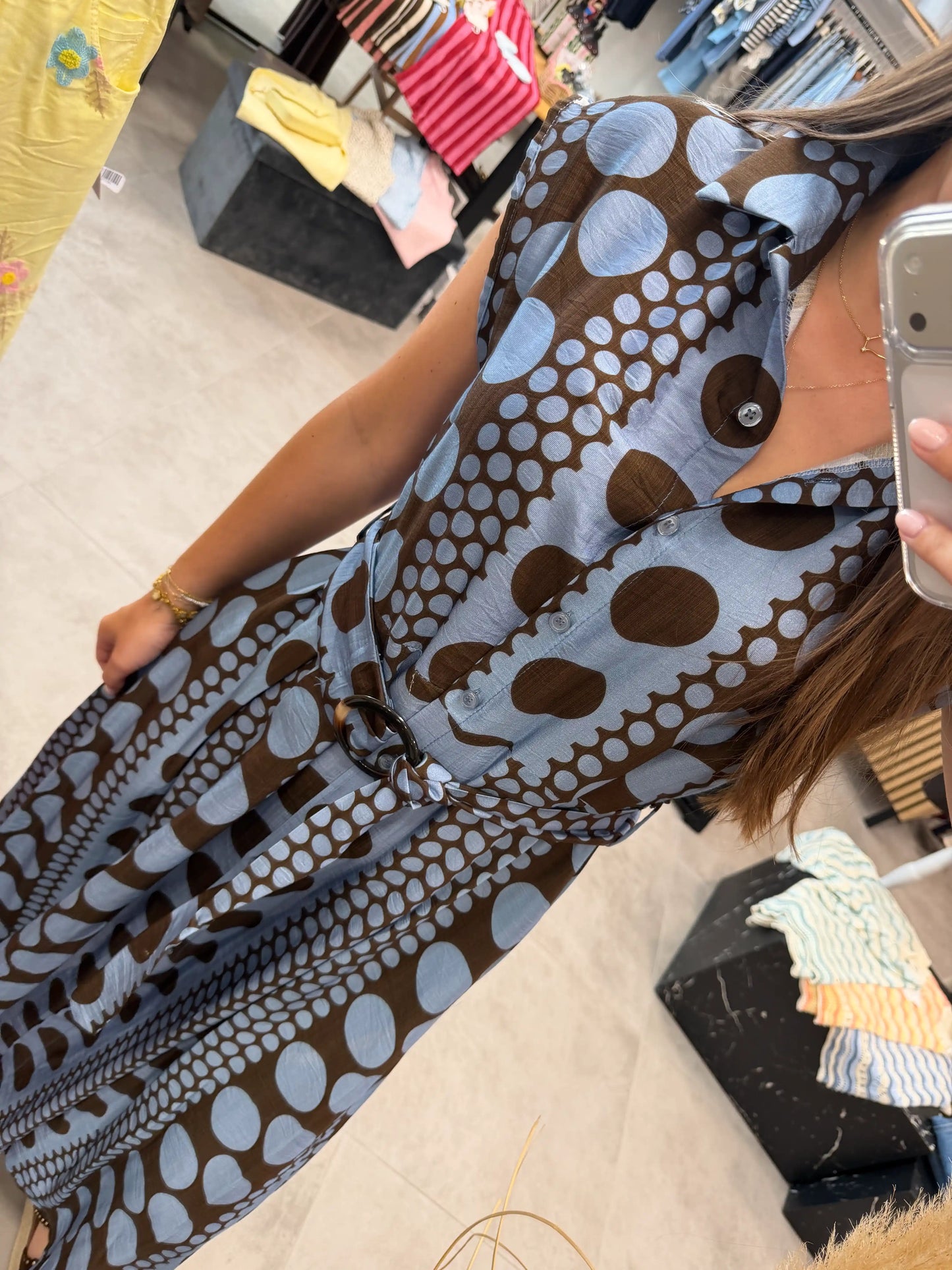 Maxikleid „Punkte“ Blau