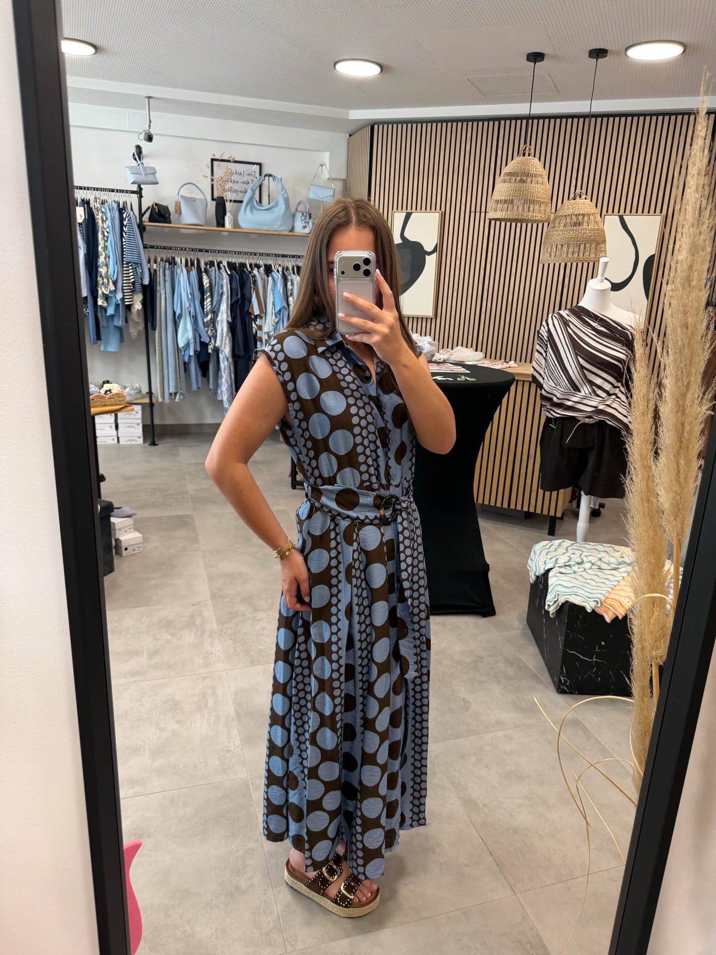 Maxikleid „Punkte“ Blau