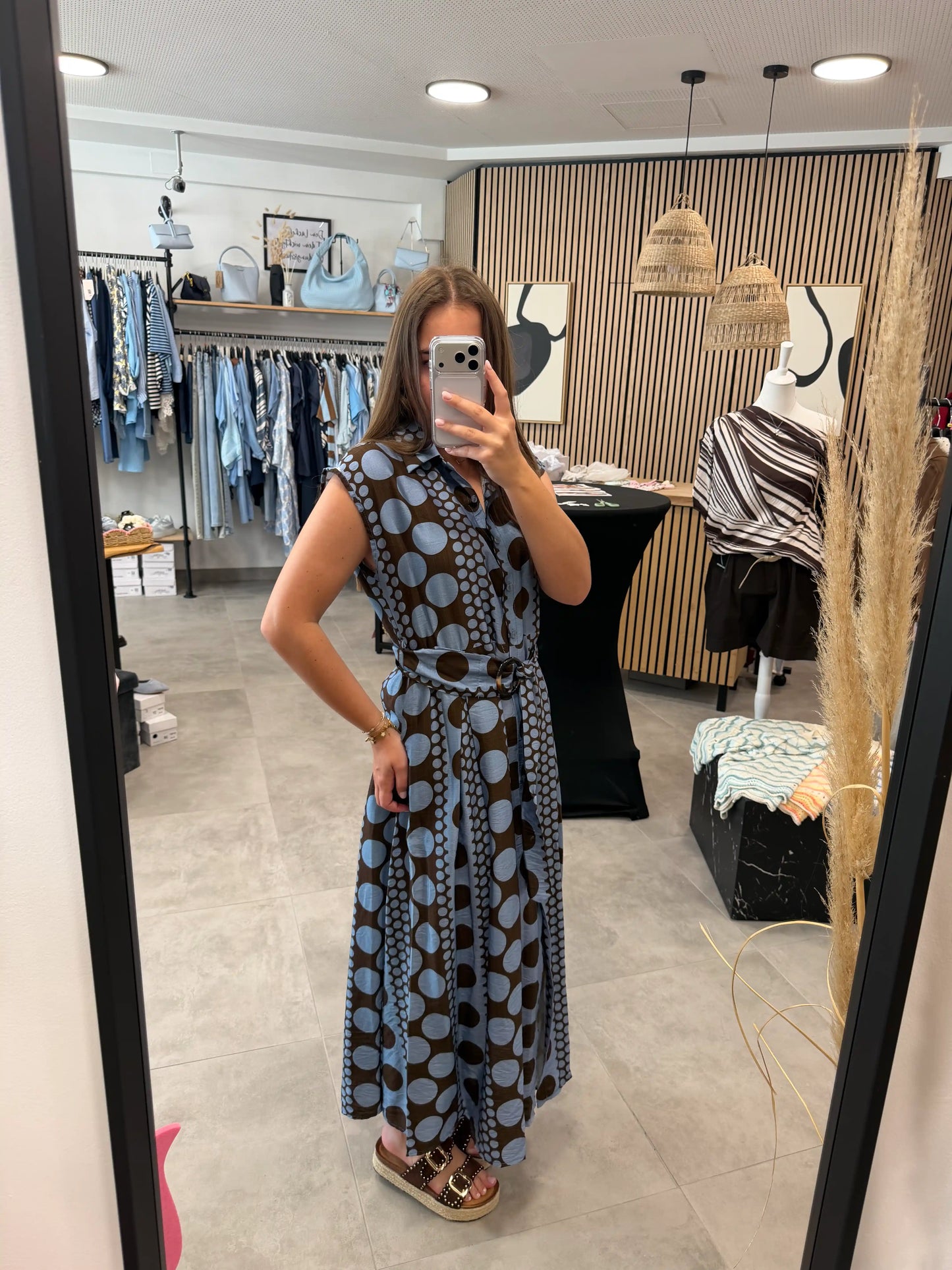 Maxikleid „Punkte“ Blau