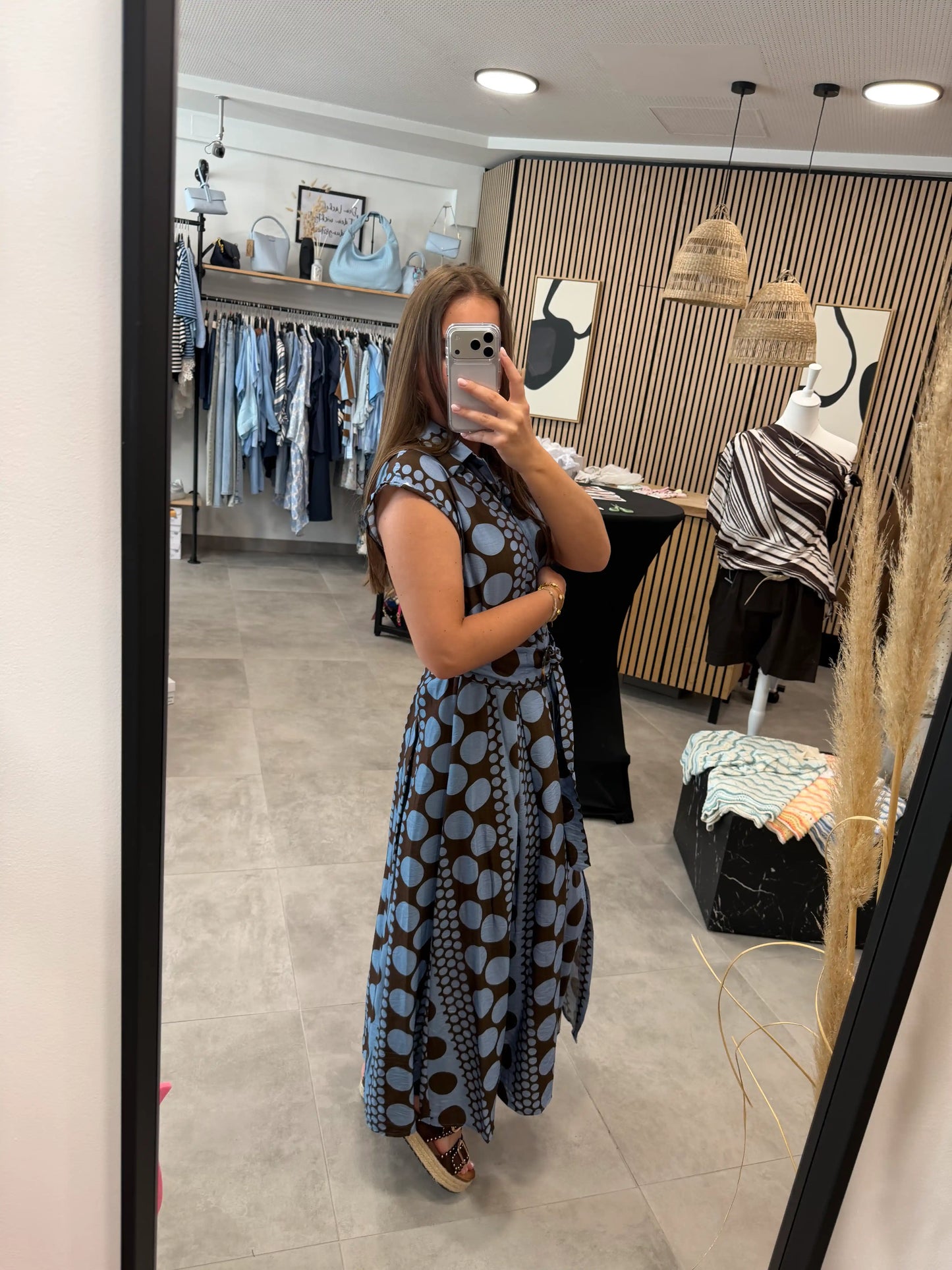 Maxikleid „Punkte“ Blau