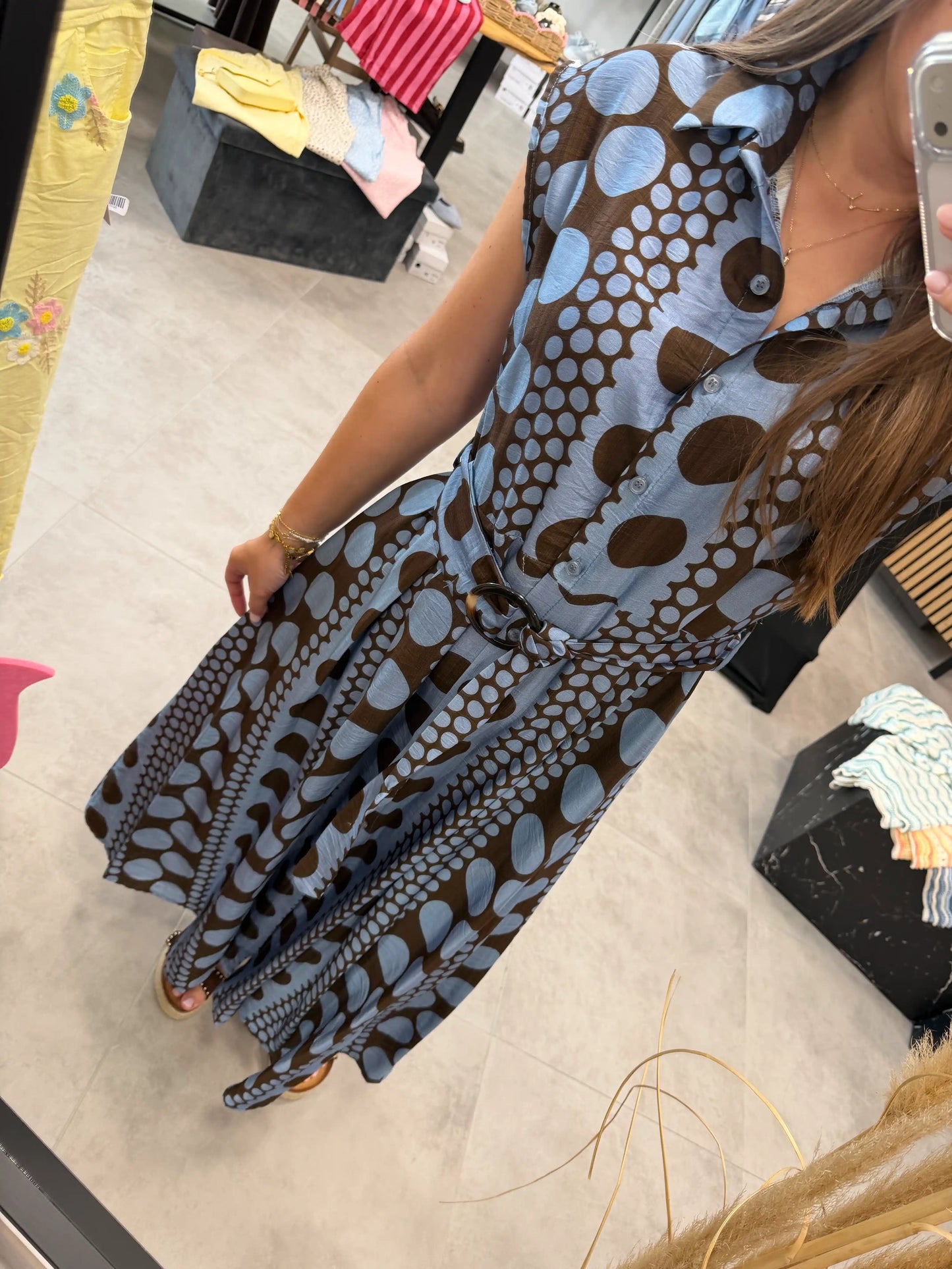 Maxikleid „Punkte“ Blau