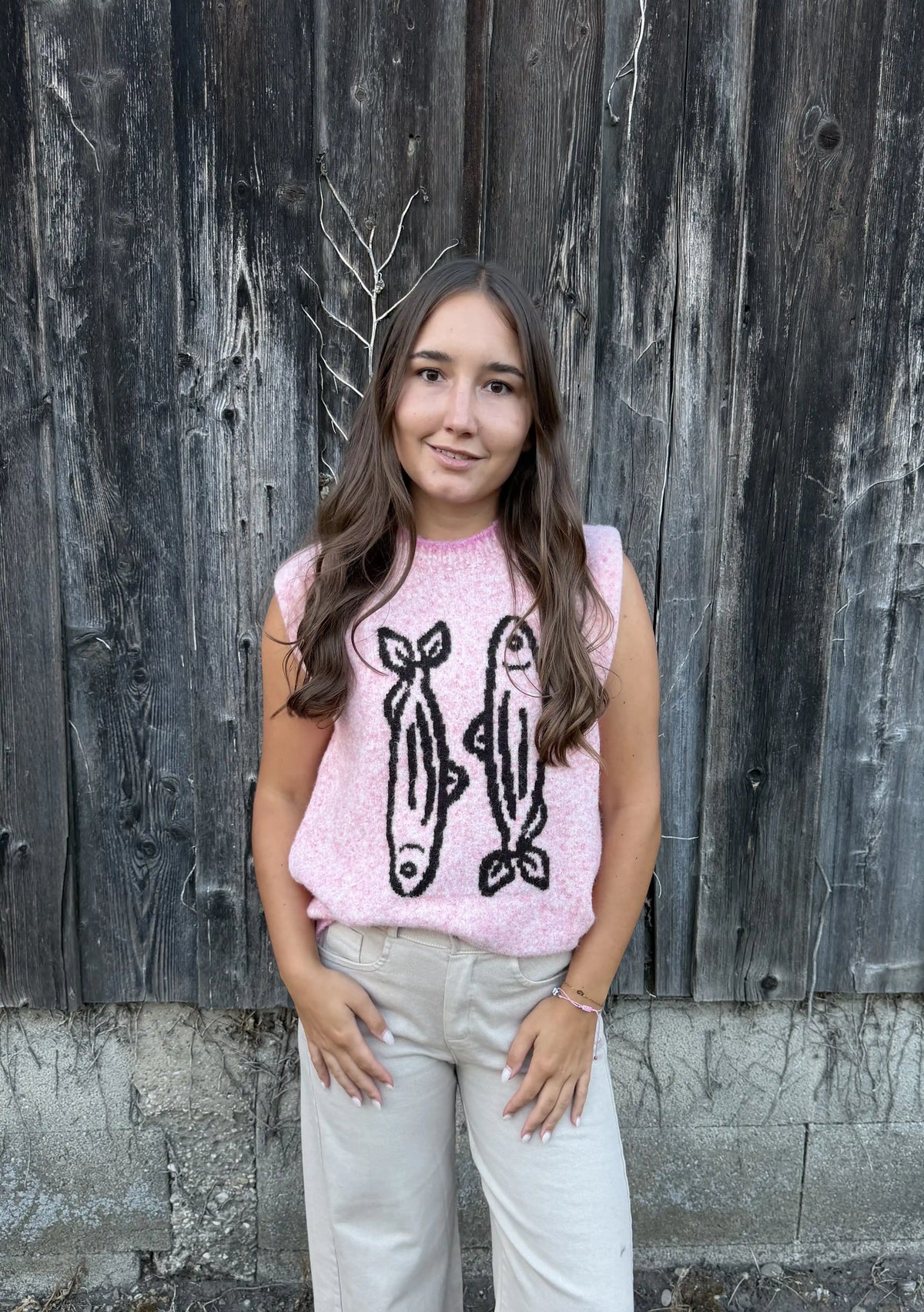 Weste "Fishy Knit" Rosa