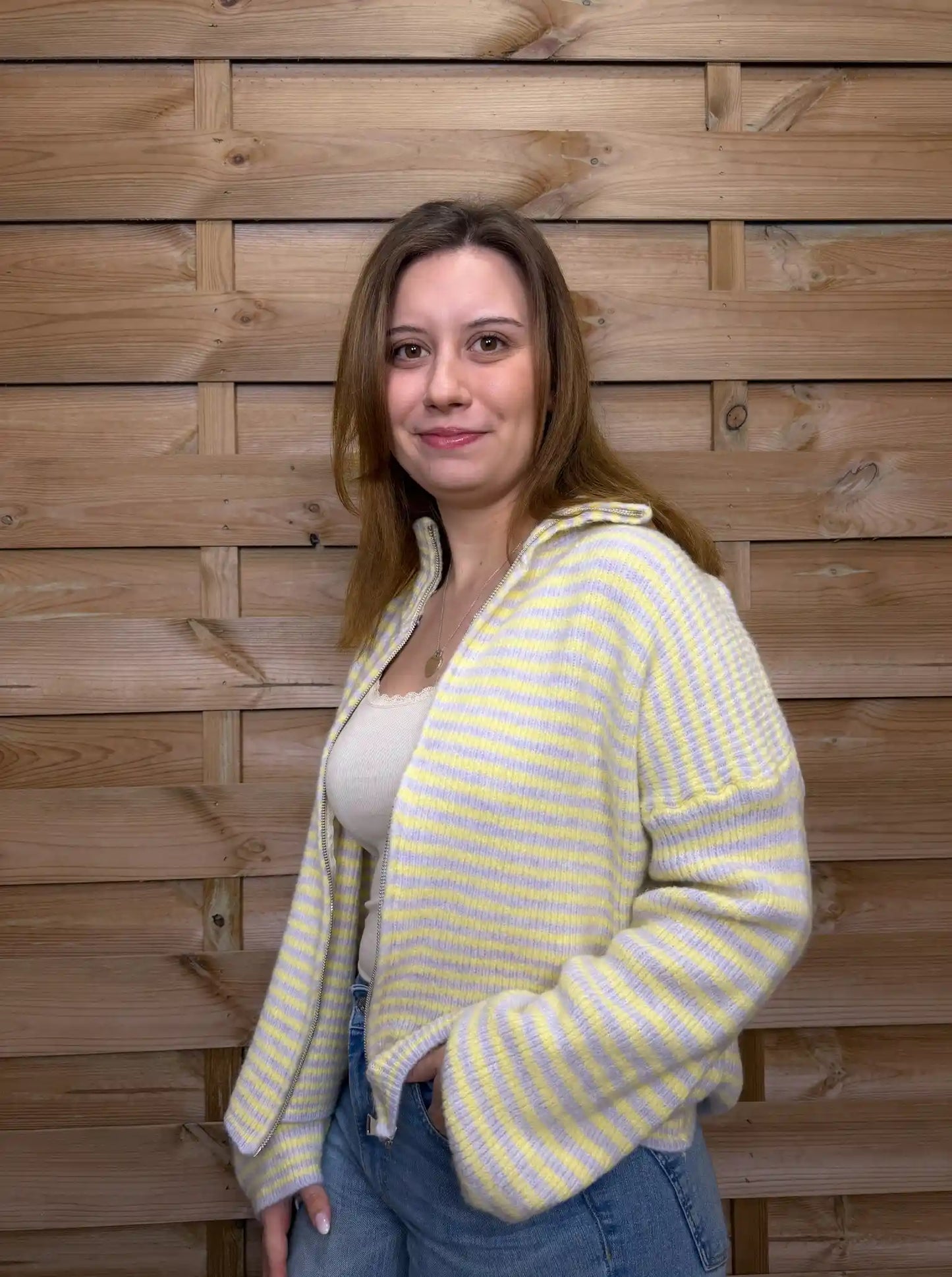 Zippweste "Streifen" Flieder