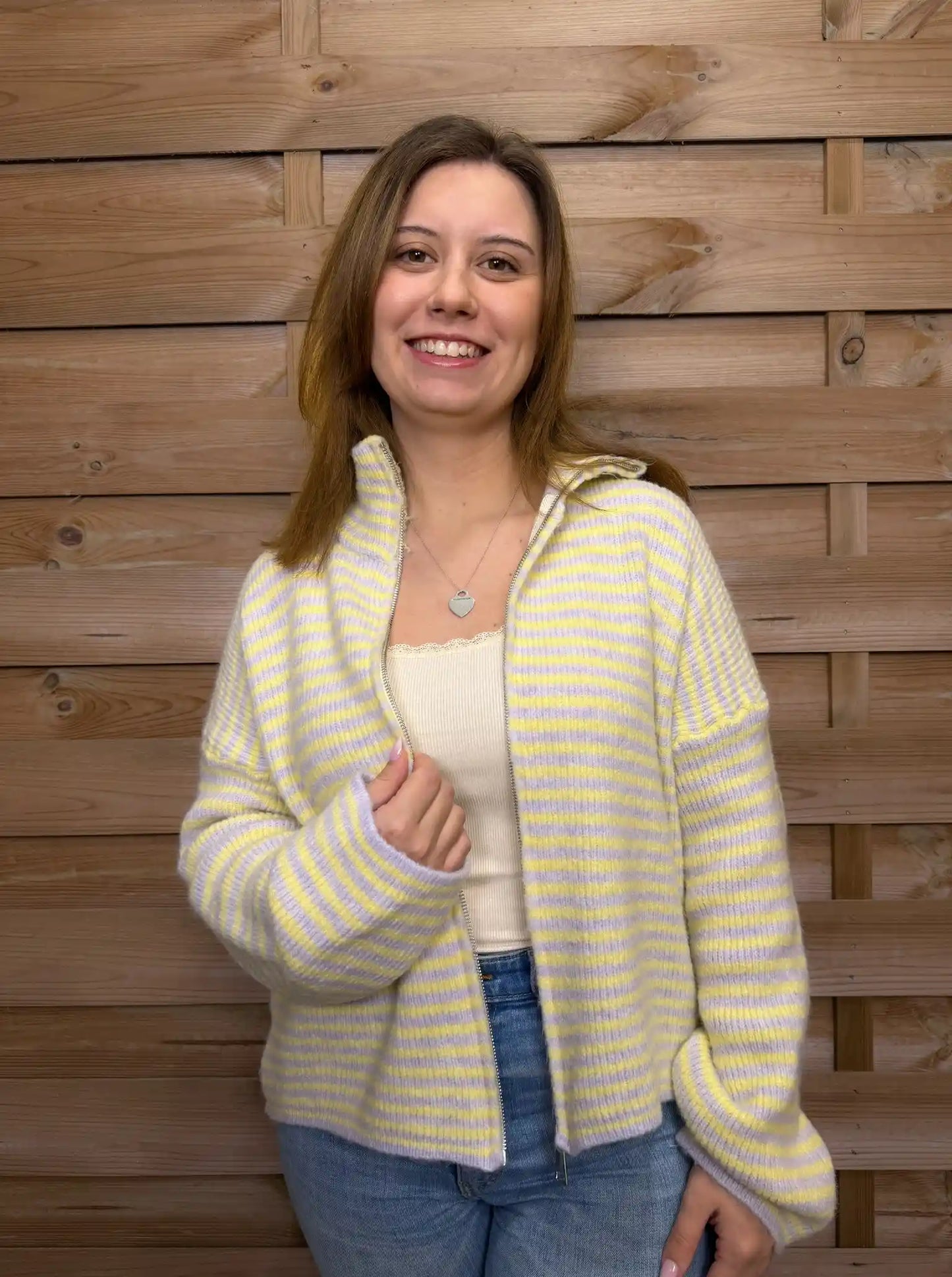 Zippweste "Streifen" Flieder