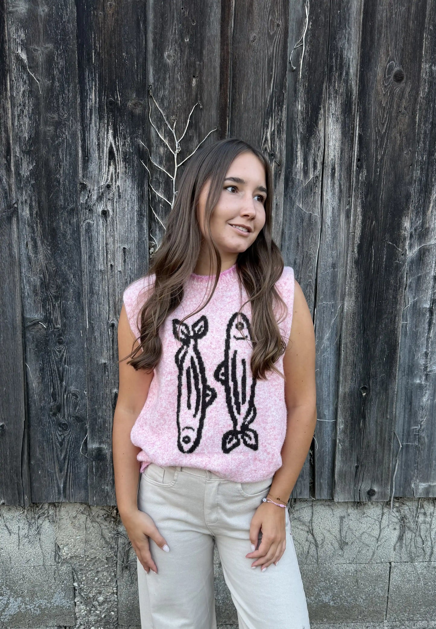 Weste "Fishy Knit" Rosa