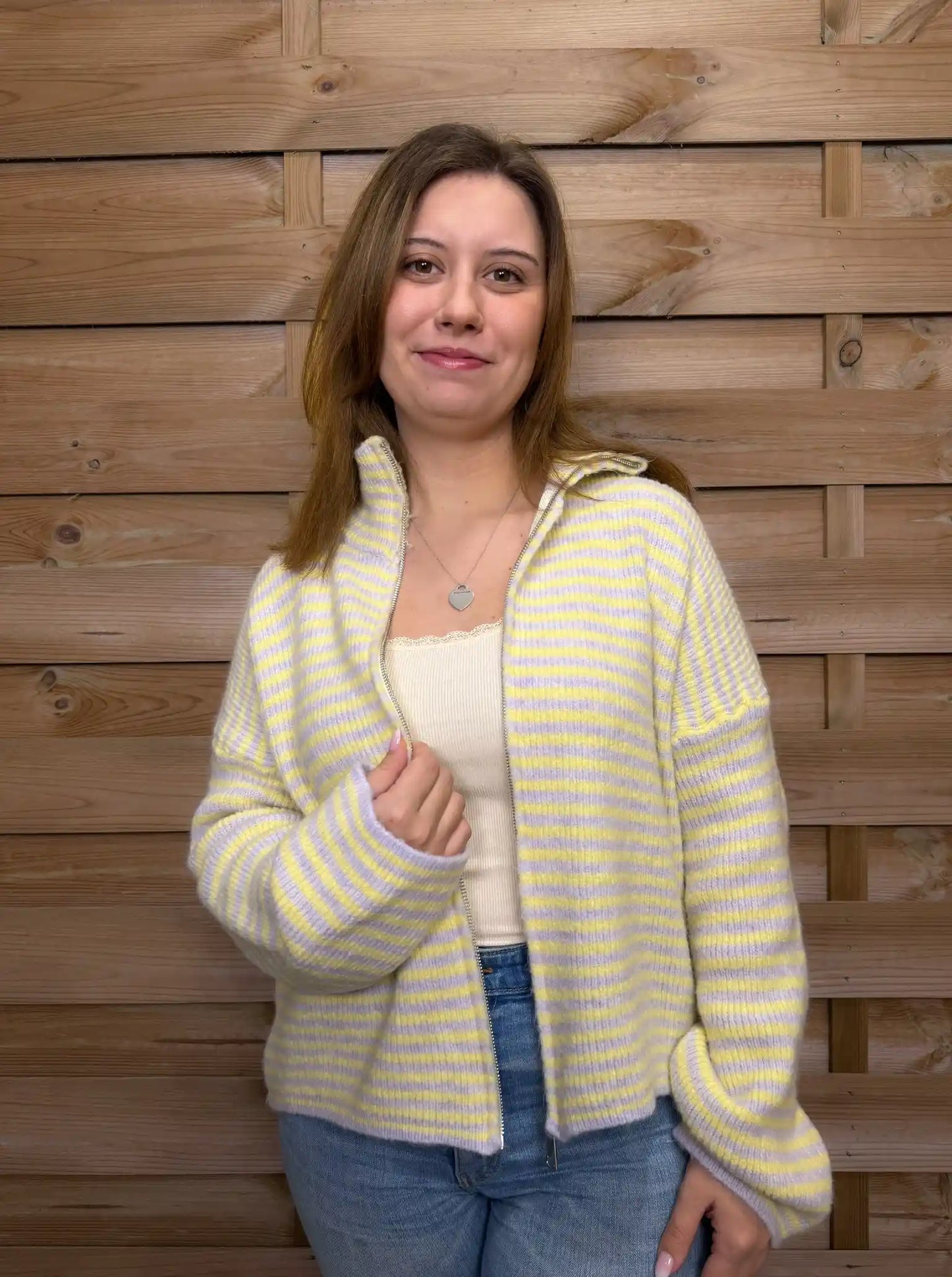 Zippweste "Streifen" Flieder