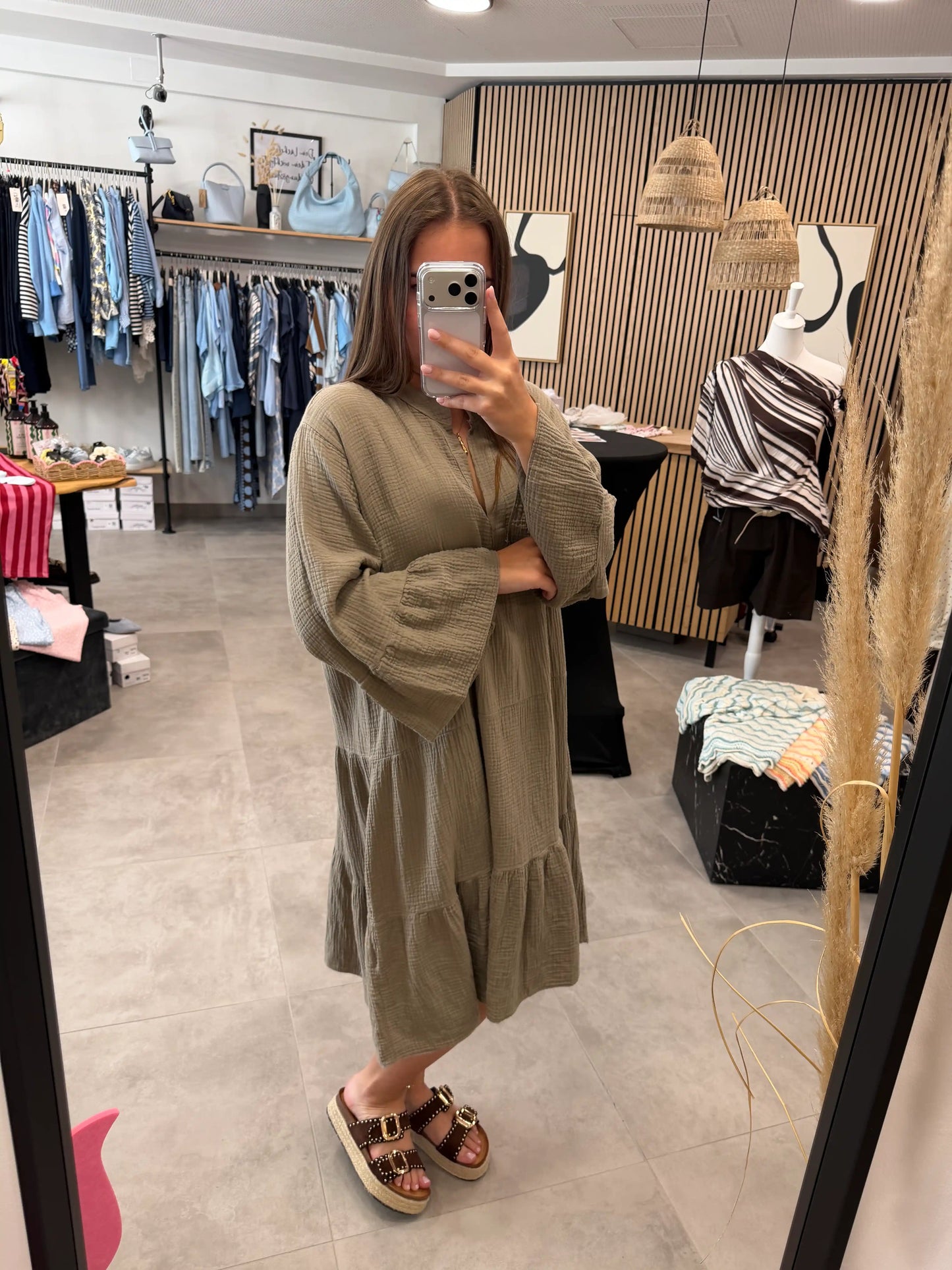 Musselinkleid "Jola" Taupe