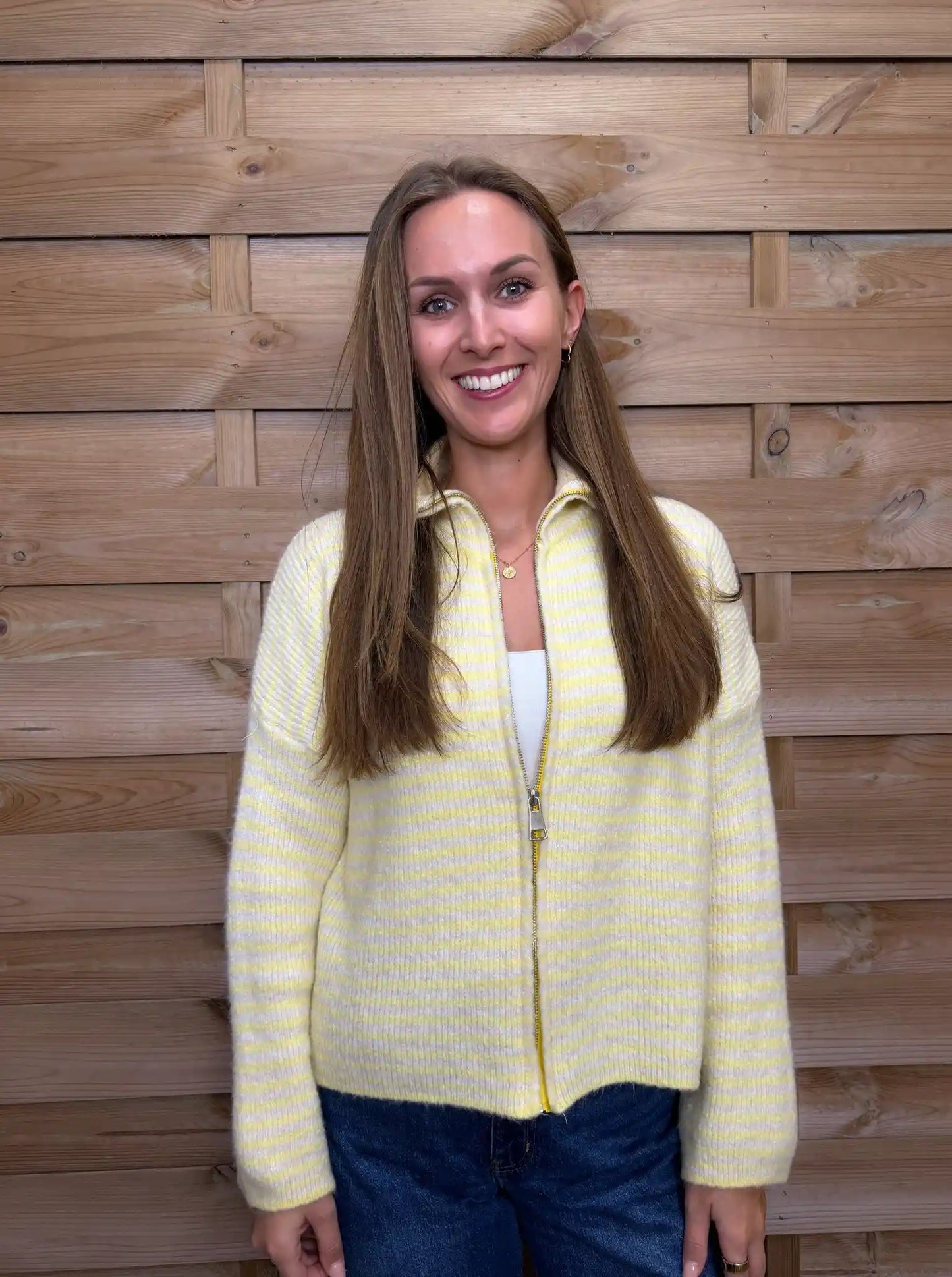 Zippweste "Streifen" Beige