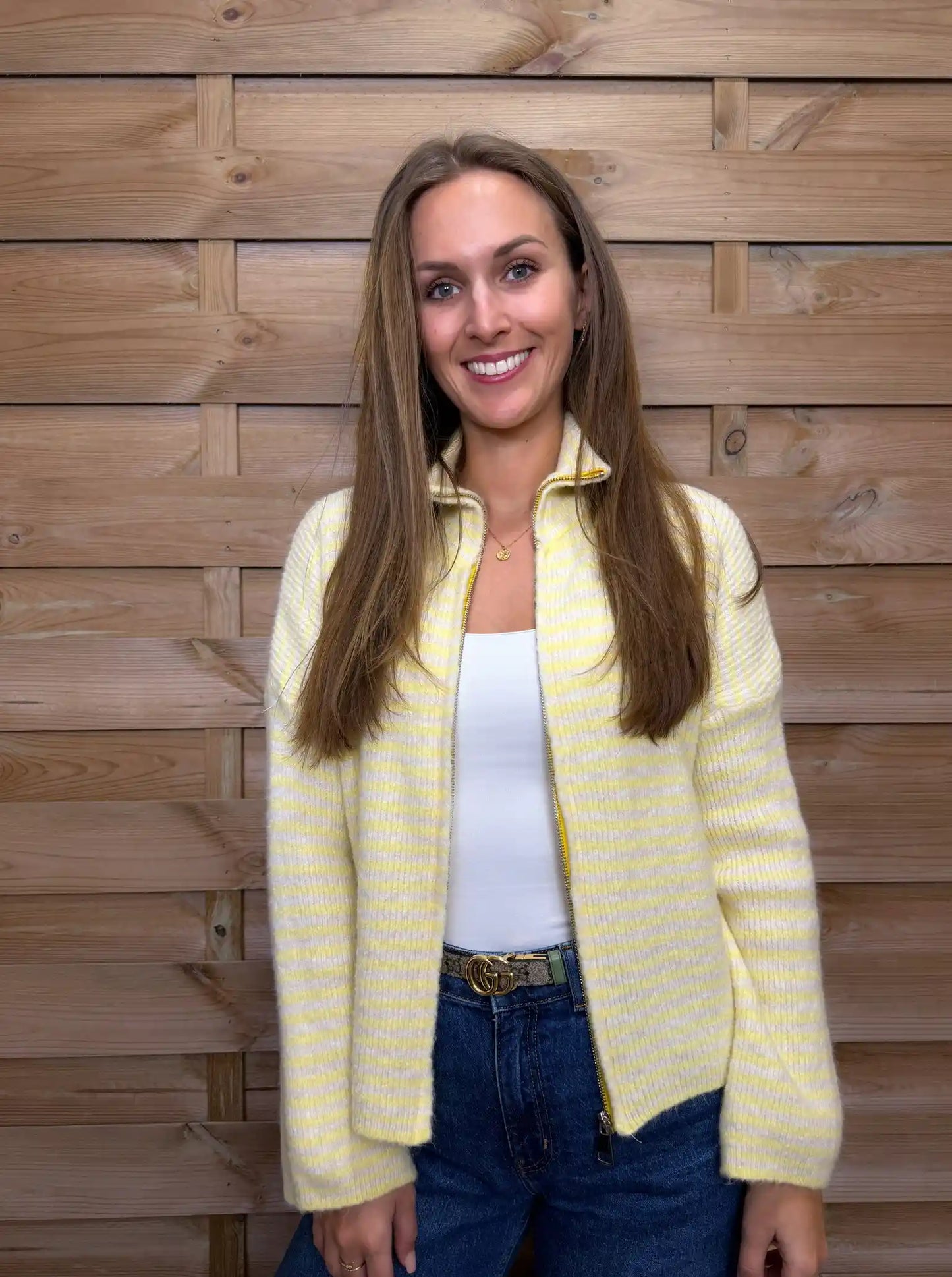 Zippweste "Streifen" Beige