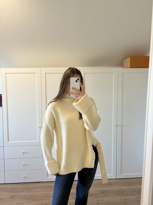 Oversize-Pullover mit Stehkragen Winterweiß