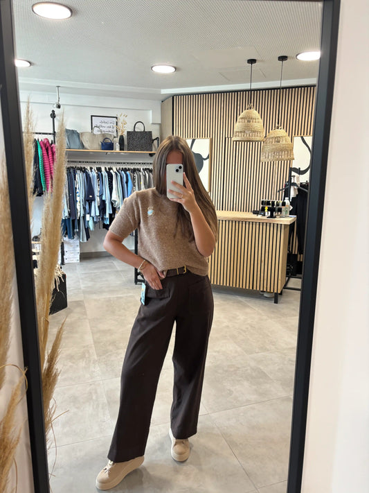 Wide Leg Hose Schokobraun
