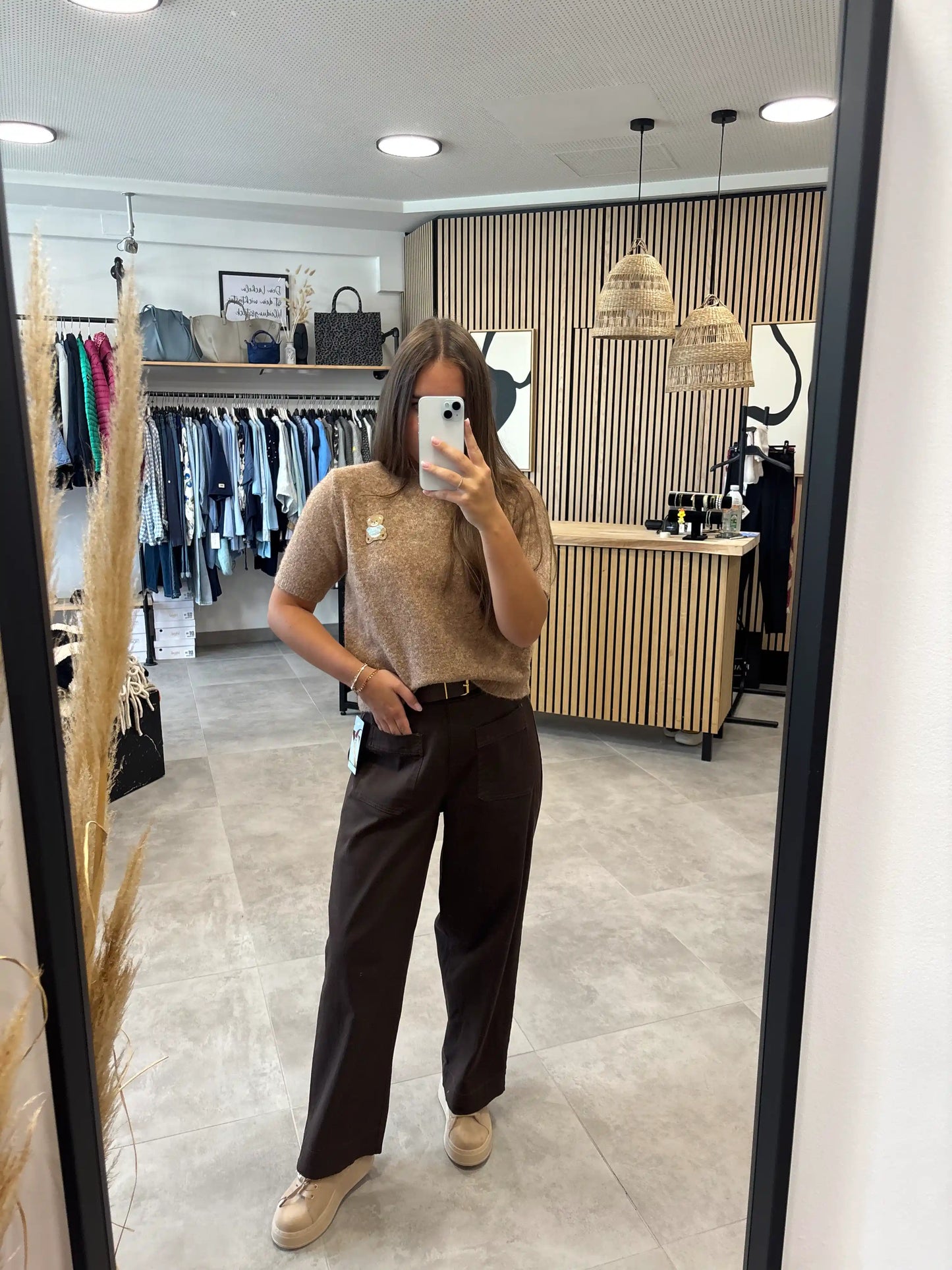 Wide Leg Hose Schokobraun