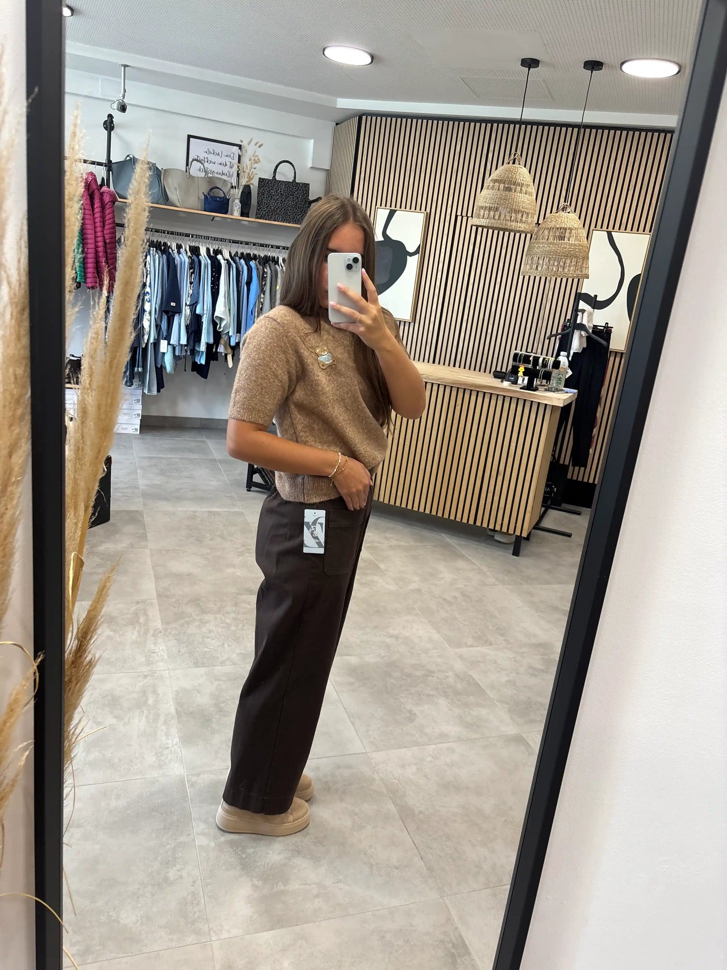 Wide Leg Hose Schokobraun
