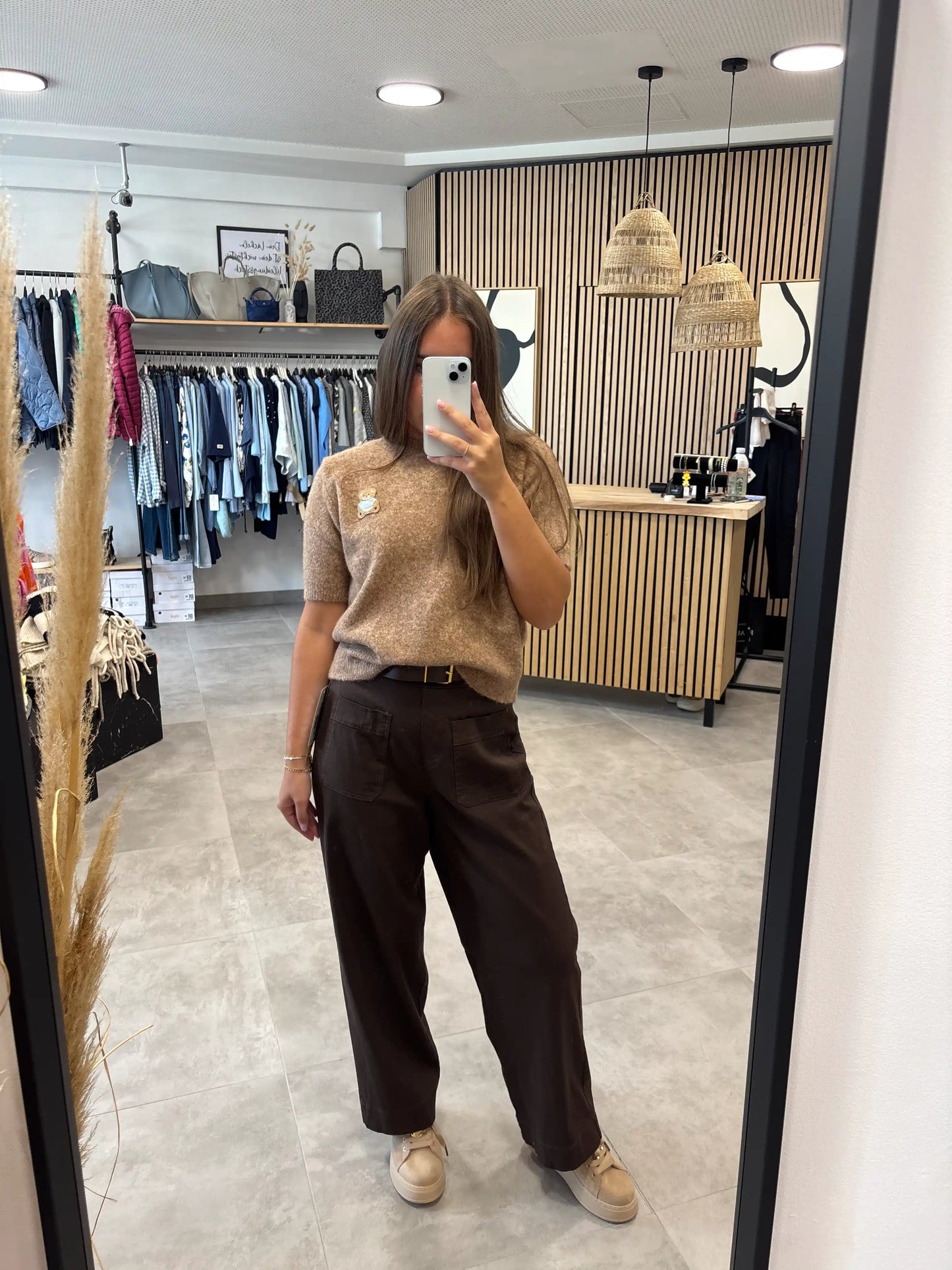 Wide Leg Hose Schokobraun