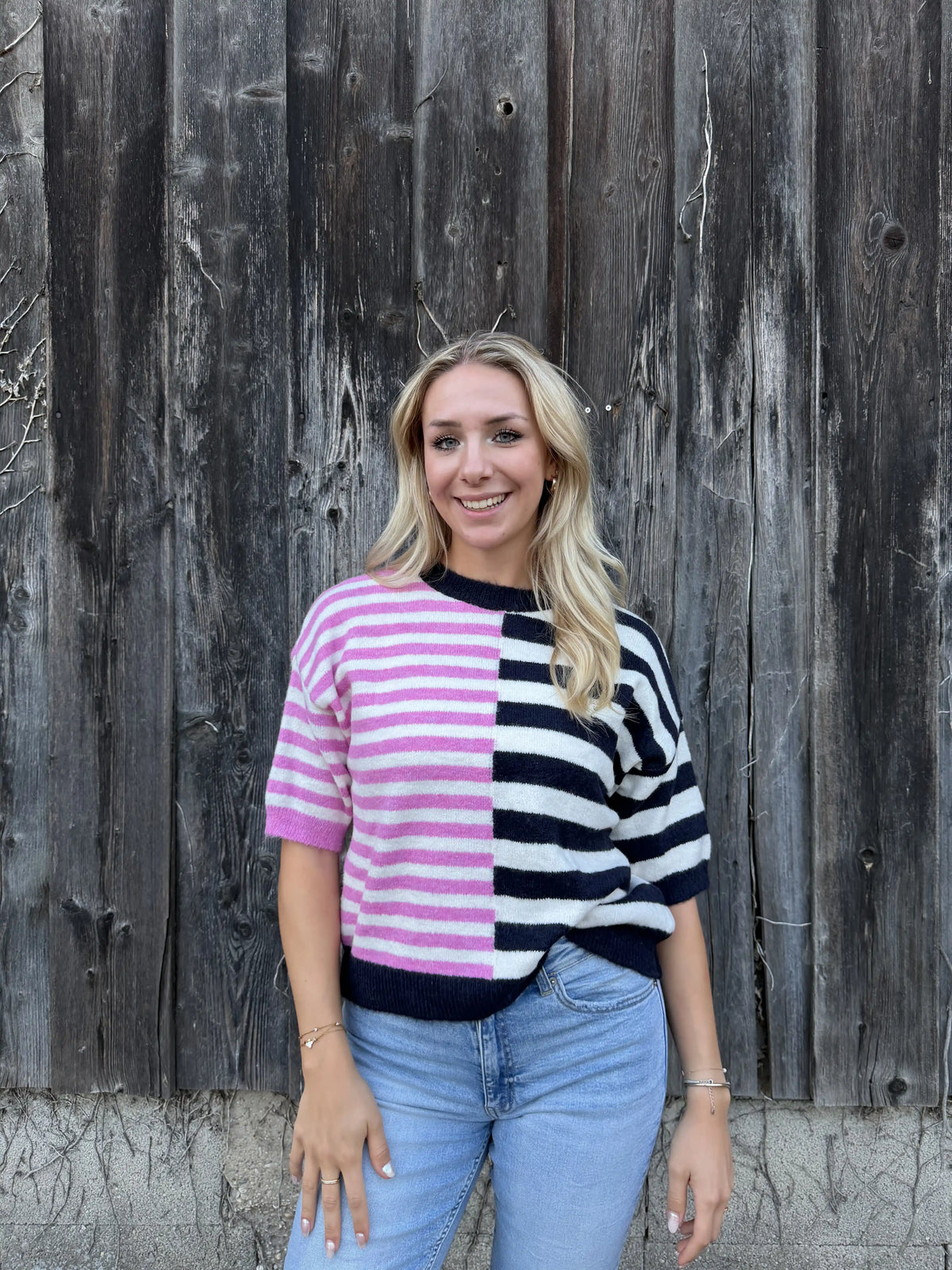 Pullover "Split Stripe" Schwarz