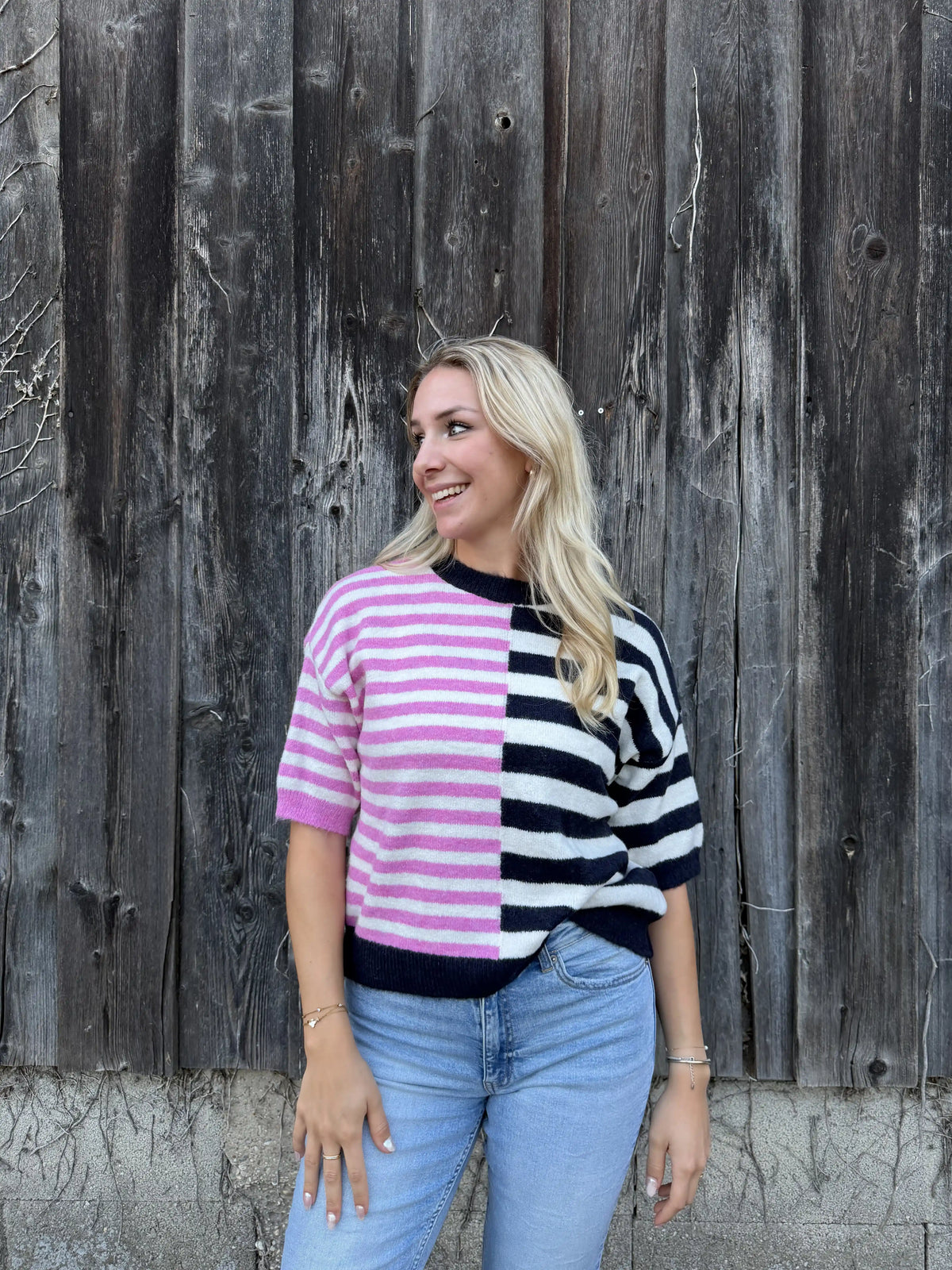 Pullover "Split Stripe" Schwarz