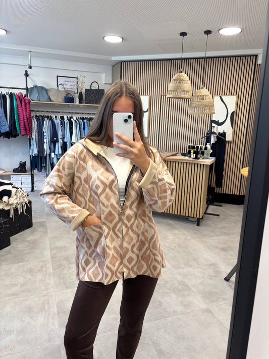 Jacke Scuba Beige/Braun