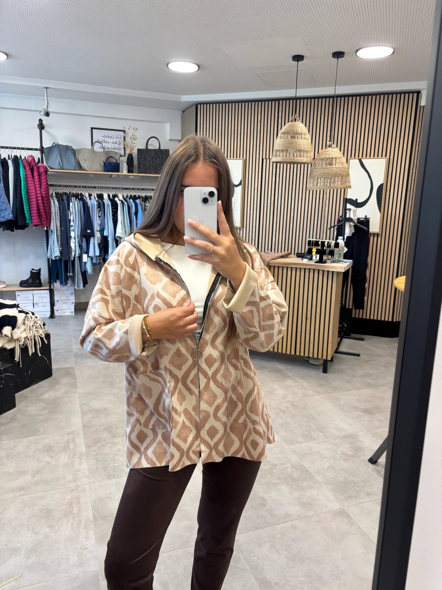 Jacke Scuba Beige/Braun