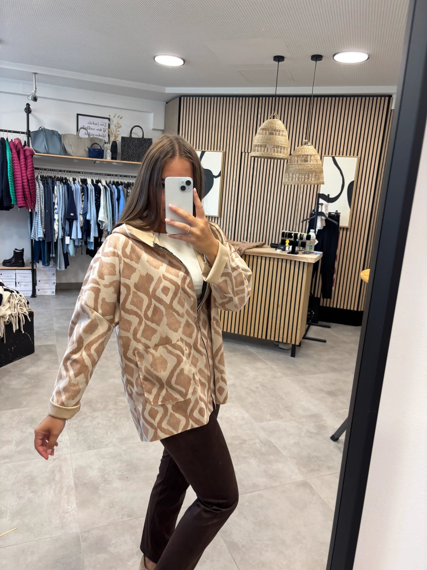 Jacke Scuba Beige/Braun