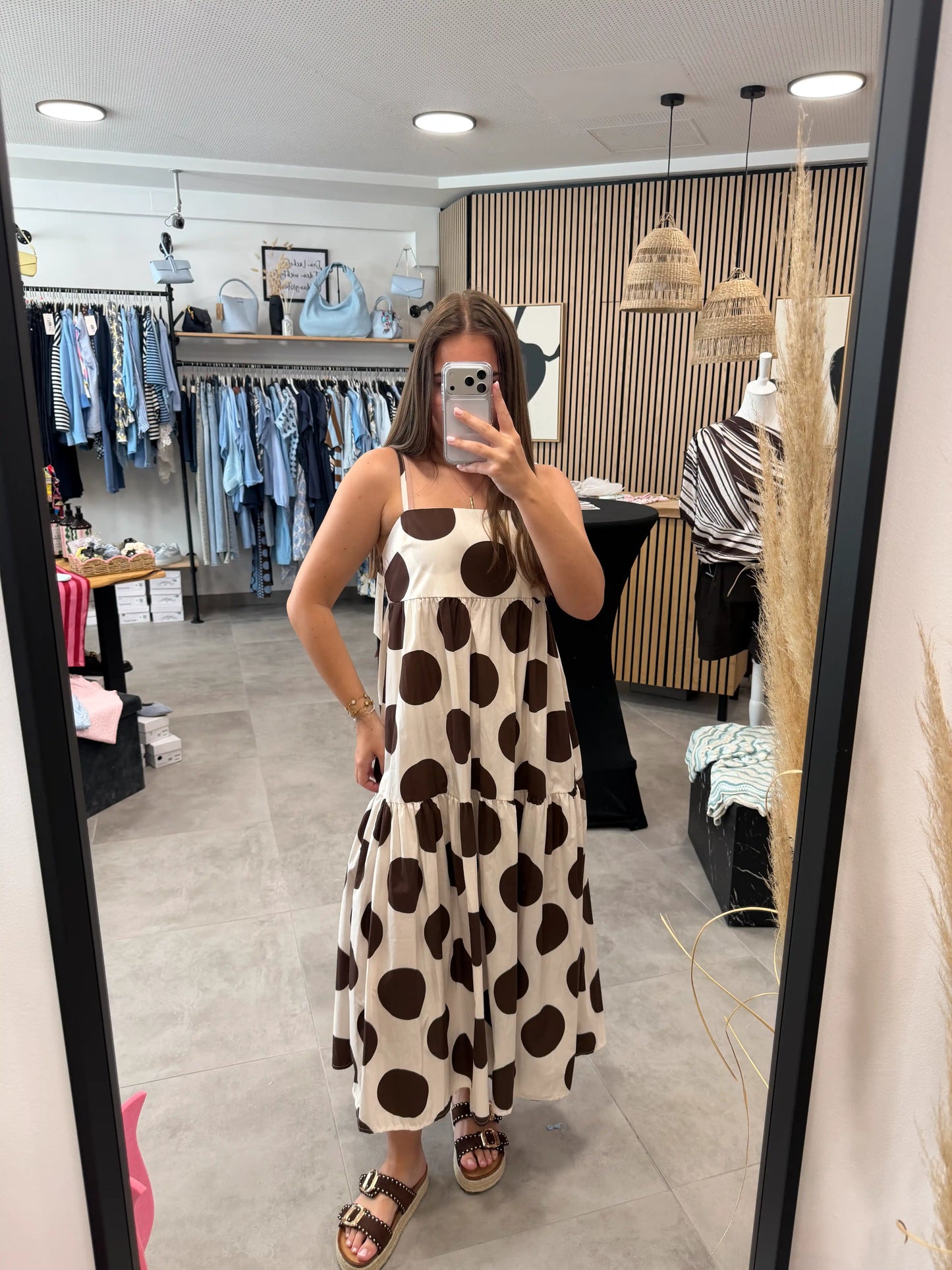Maxi-Kleid "Sky Dots" Beige
